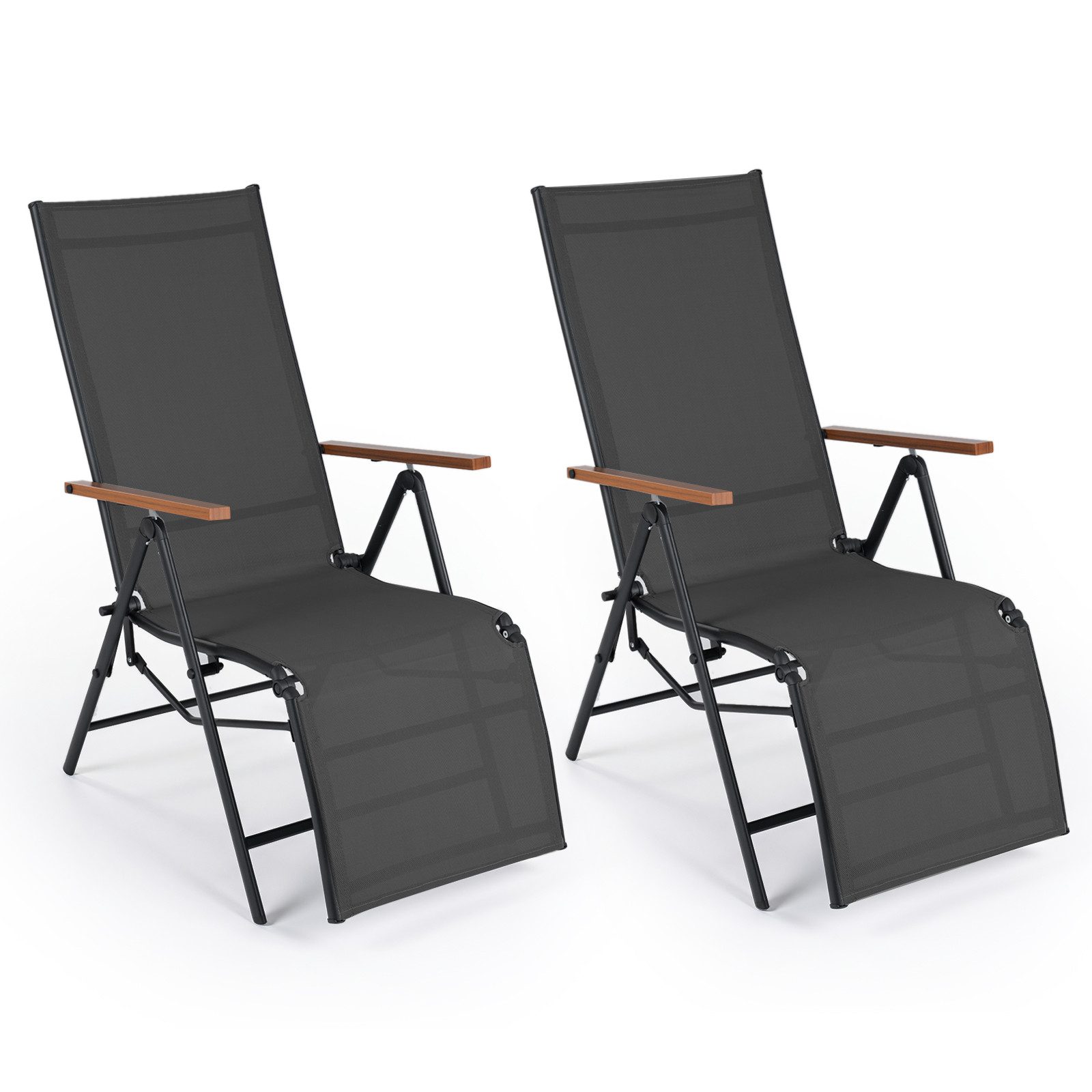 COSTWAY Gartenliege, 2 St., wetterfeste Relaxliege, Liegestuhl, Sonnenliege klappbar