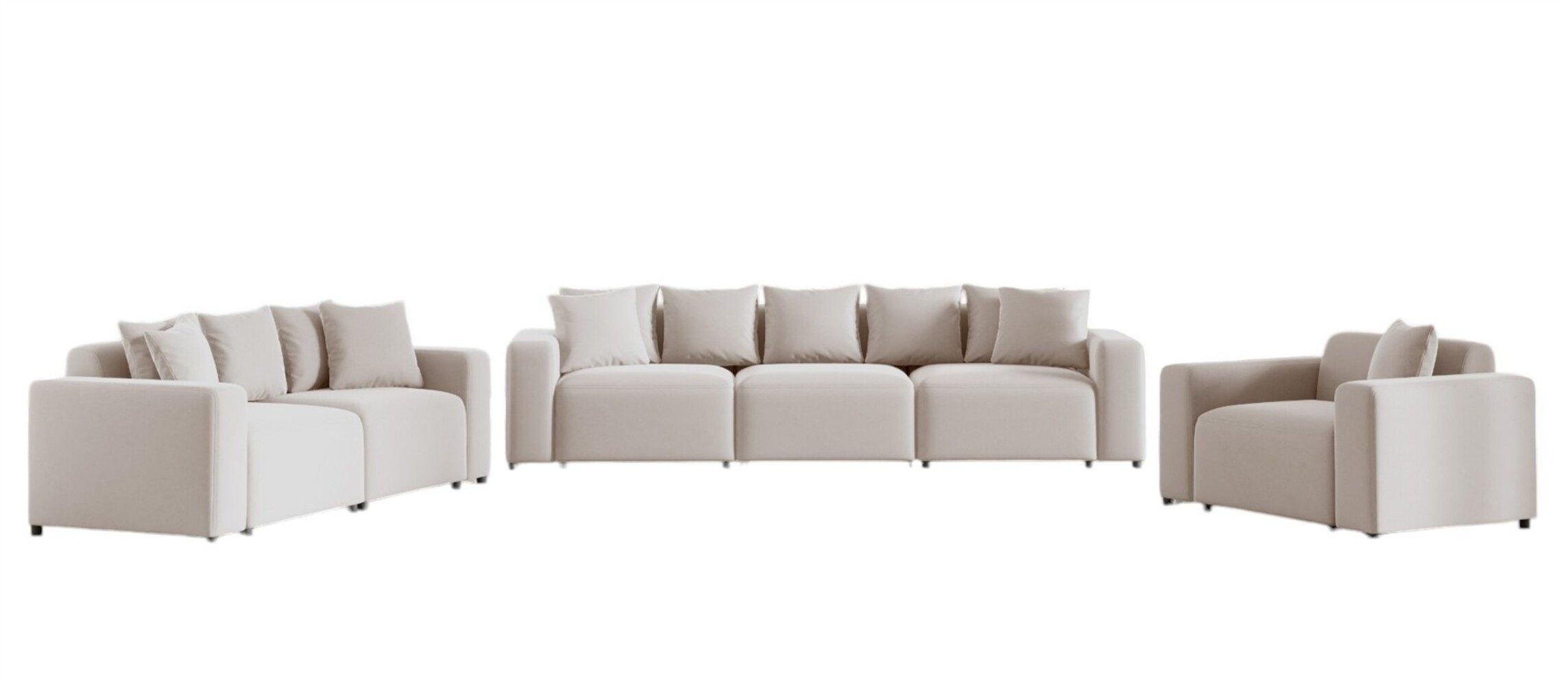 Fun Möbel Polstergarnitur Designersofa FUN AROA 3-2-1 Sofagarnitur in Velourstoff Salvador, (Rücken echt bezogen)