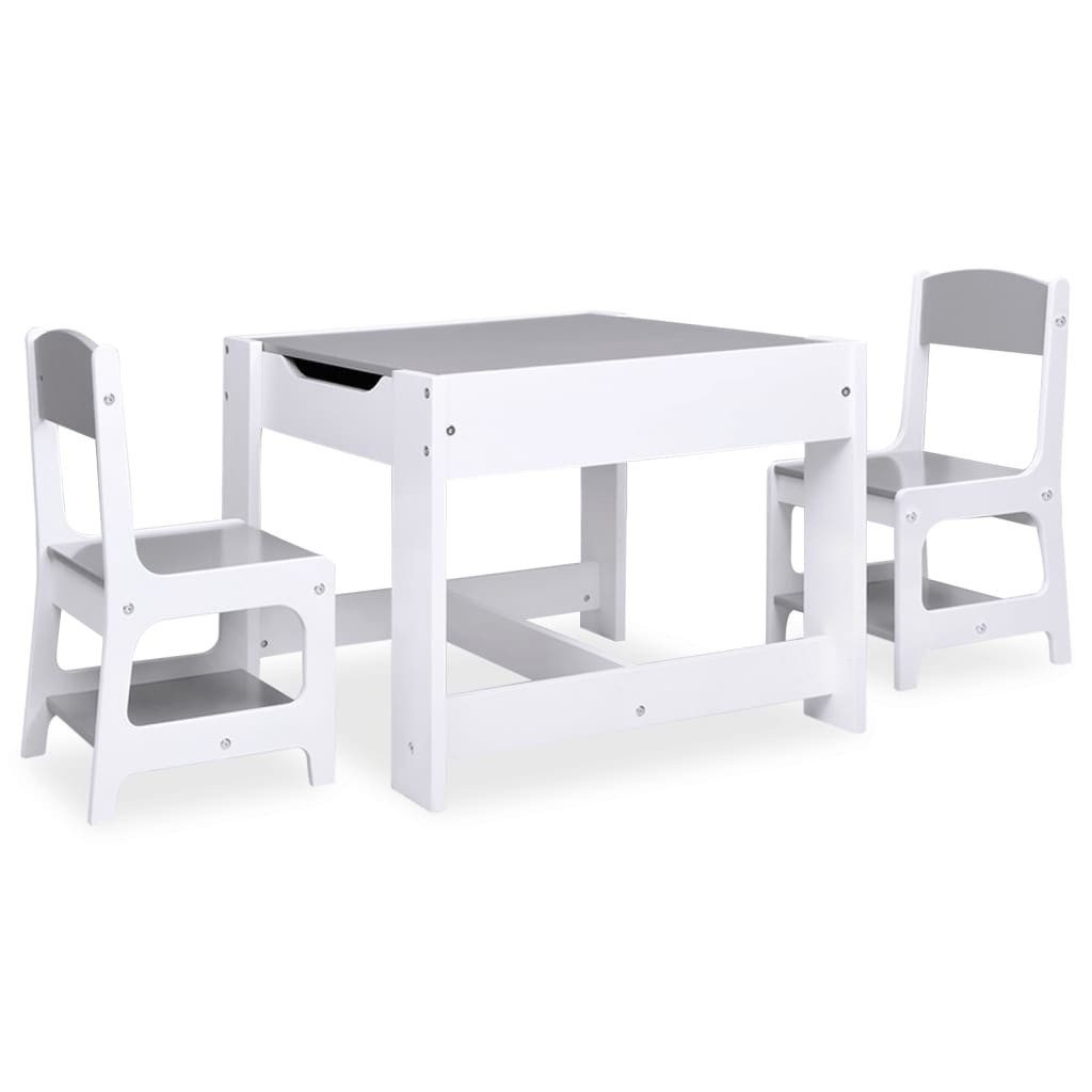 vidaXL Kindersitzgruppe NA Kindertisch mit 2 Stühlen Weiß MDF, (3-tlg)