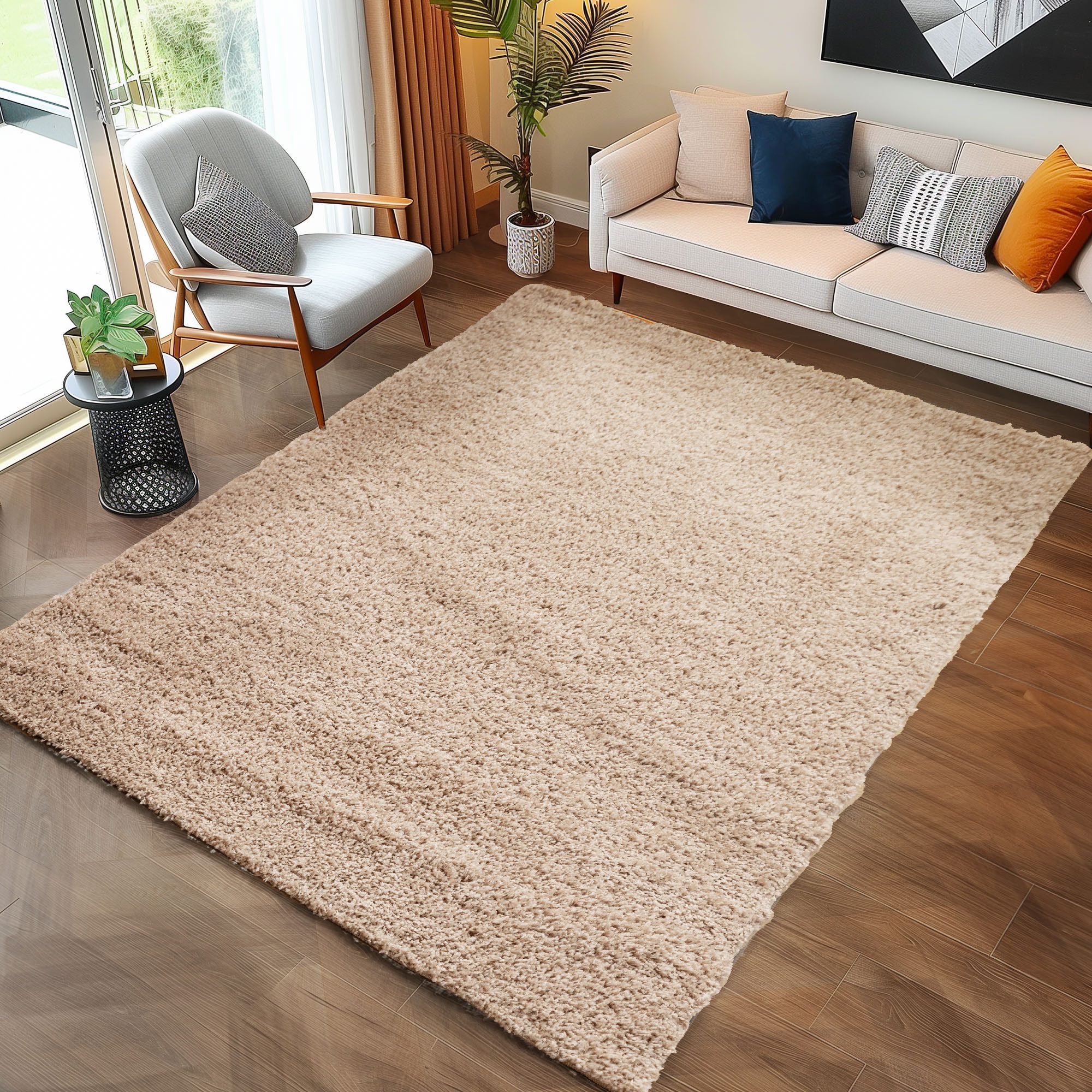 Carpettex Hochflor-Teppich Unicolor - Einfarbig, Läufer, Höhe: 30 mm, Einfarbig Shaggy Teppich Wohnzimmer Langflor versch. farben und größen