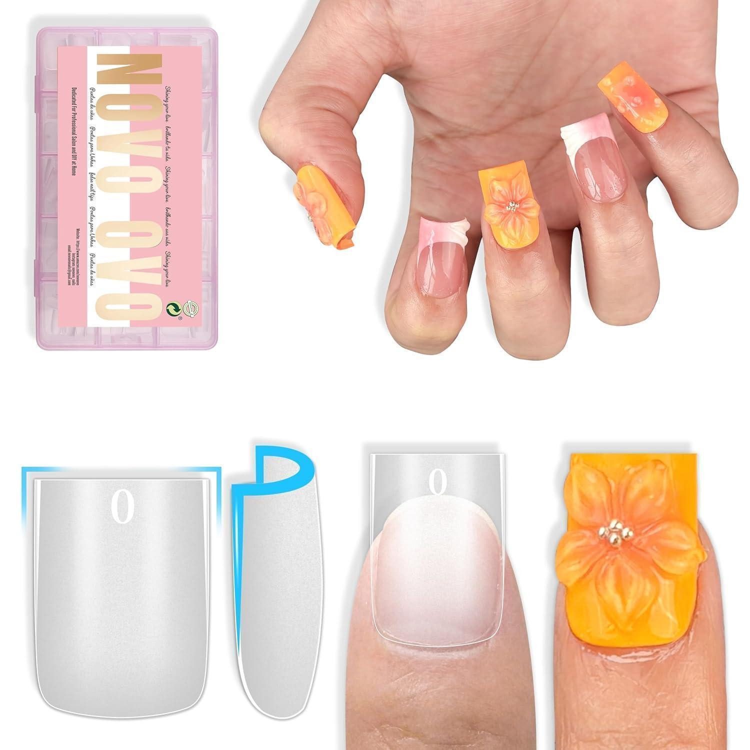LuxusKollektion Kunstfingernägel Nail Tips Sharp Square Short Short Sharp Square Nail Tips Clear 240_EU