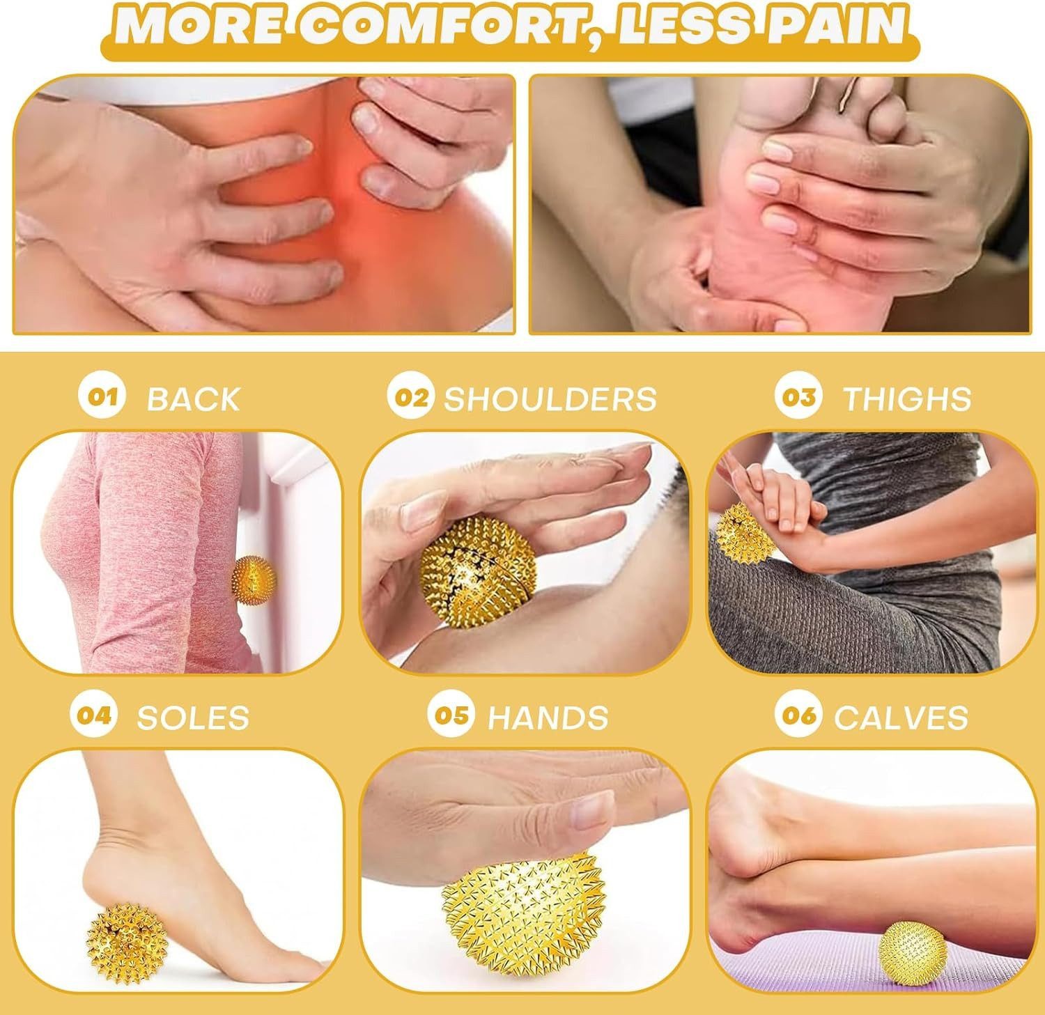 FELIXLEO Massageball 12 Stück Igelball Massage Set mit Anti Stress Ringen, 12-tlg. – Bild 4 von 5