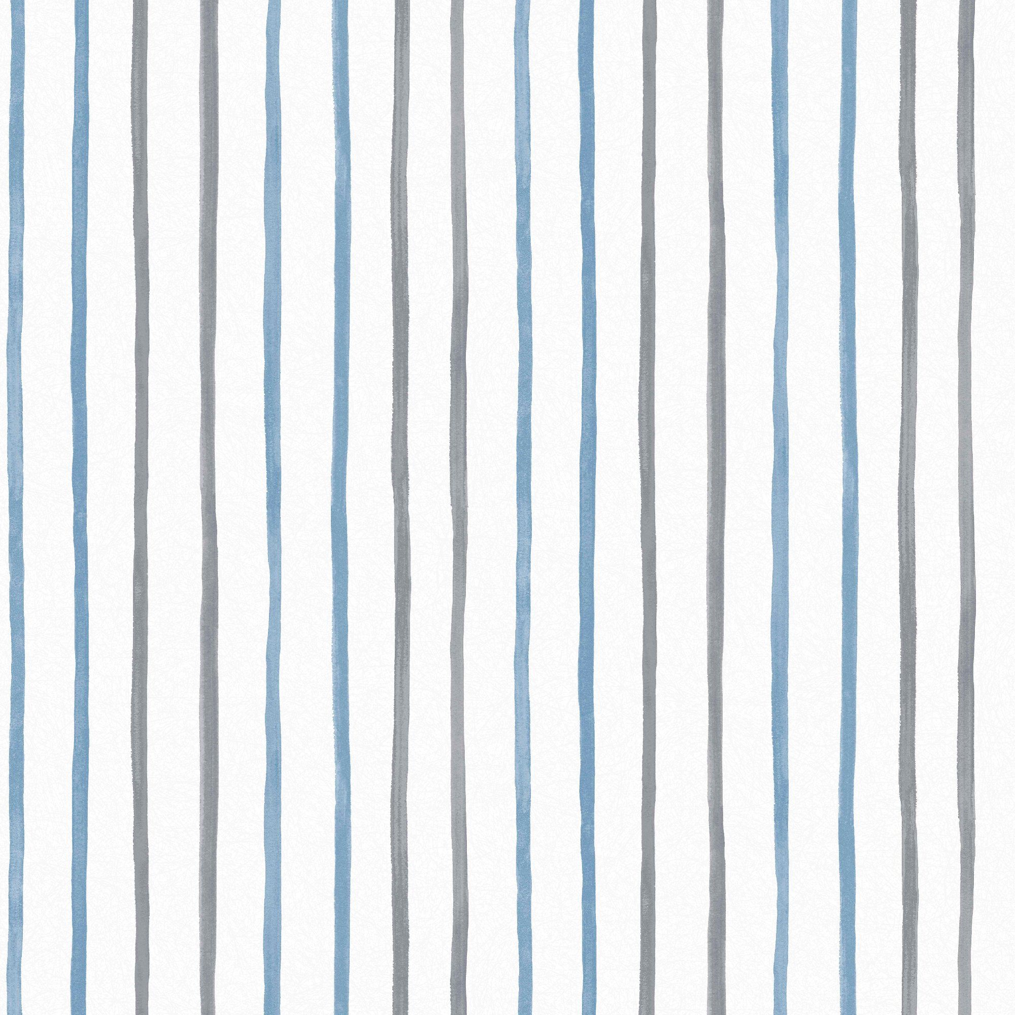 10mx52cm Blue, texturiert, Vliestapete LAURA Painterly ASHLEY Stripe natürlich, St), (1