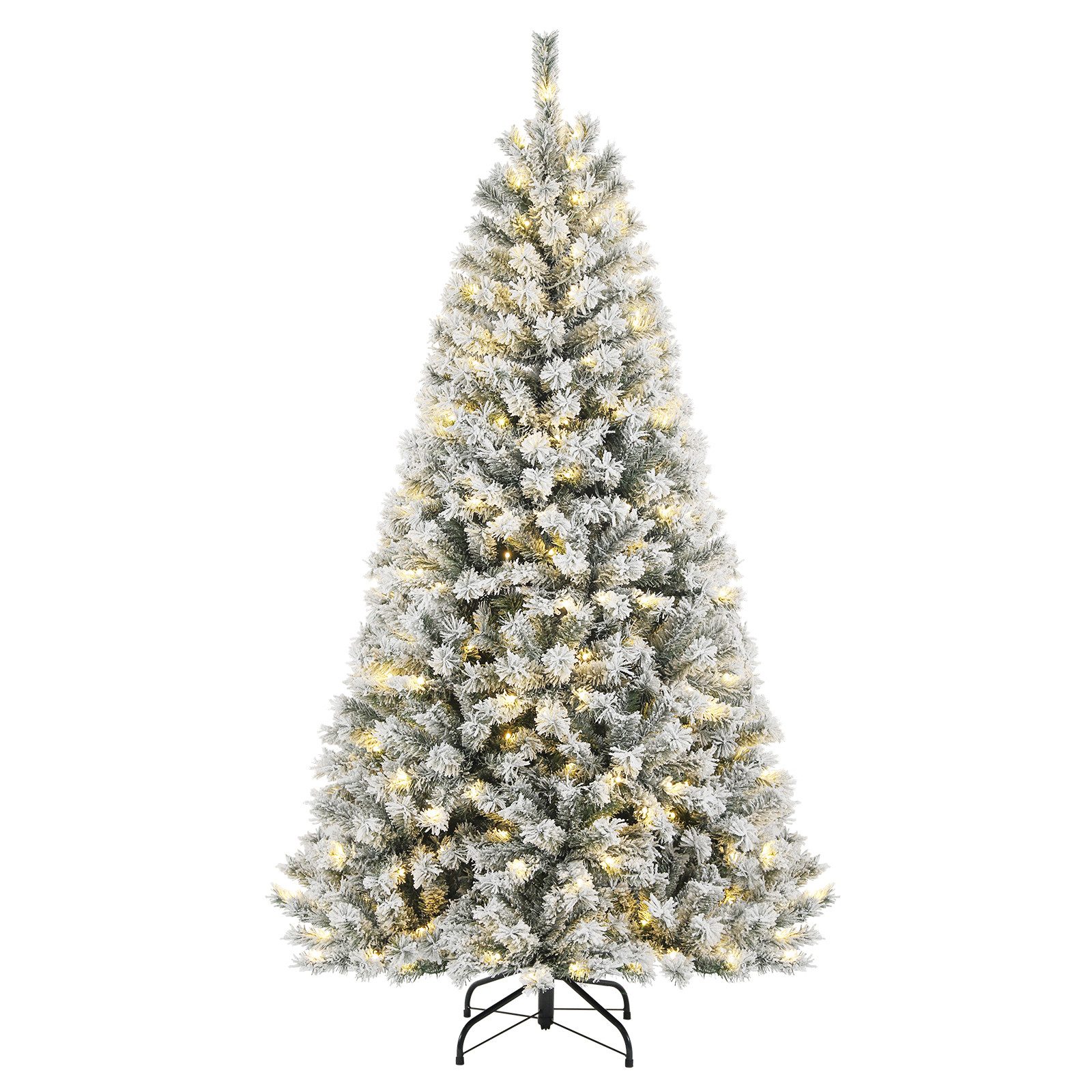 Salcar Künstlicher Weihnachtsbaum 180cm mit Schnee Chirstbaum Künstlicher Weihnachtsbaum mit Beleuchtung, Nordmanntanne, 828 Spitzen & 250 LEDs für brillante Weihnachtsdeko