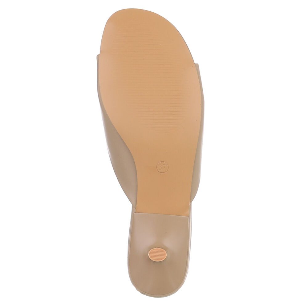 Ital-Design Damen Mules mit Blockabsatz und offener Spitze Pantolette (91849323) Pfennig-/Stilettoabsatz Pantoletten in Hellbraun