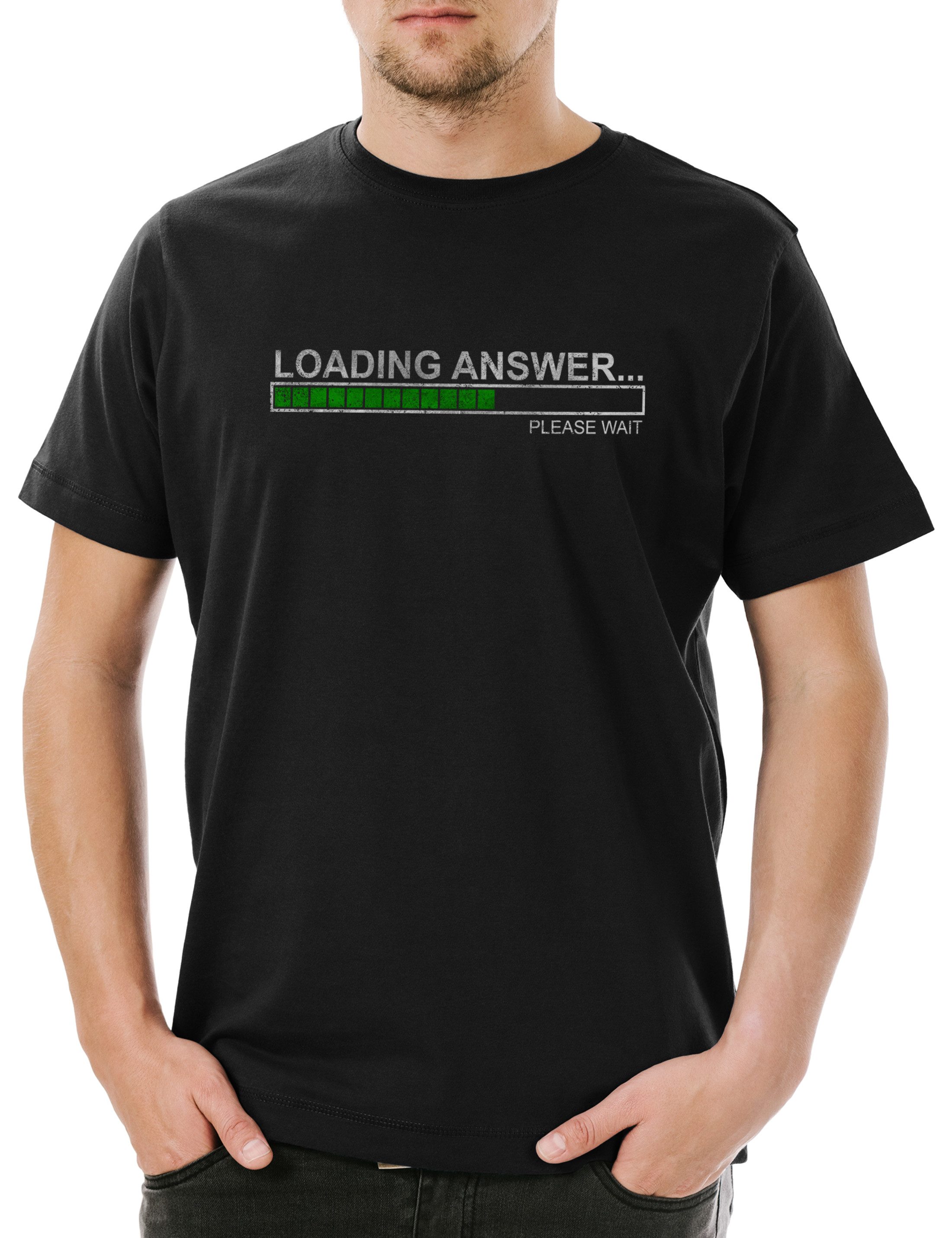 Print-Shirt Loading Answer Herren T-Shirt Fun Binary Code Binär World Informatiker