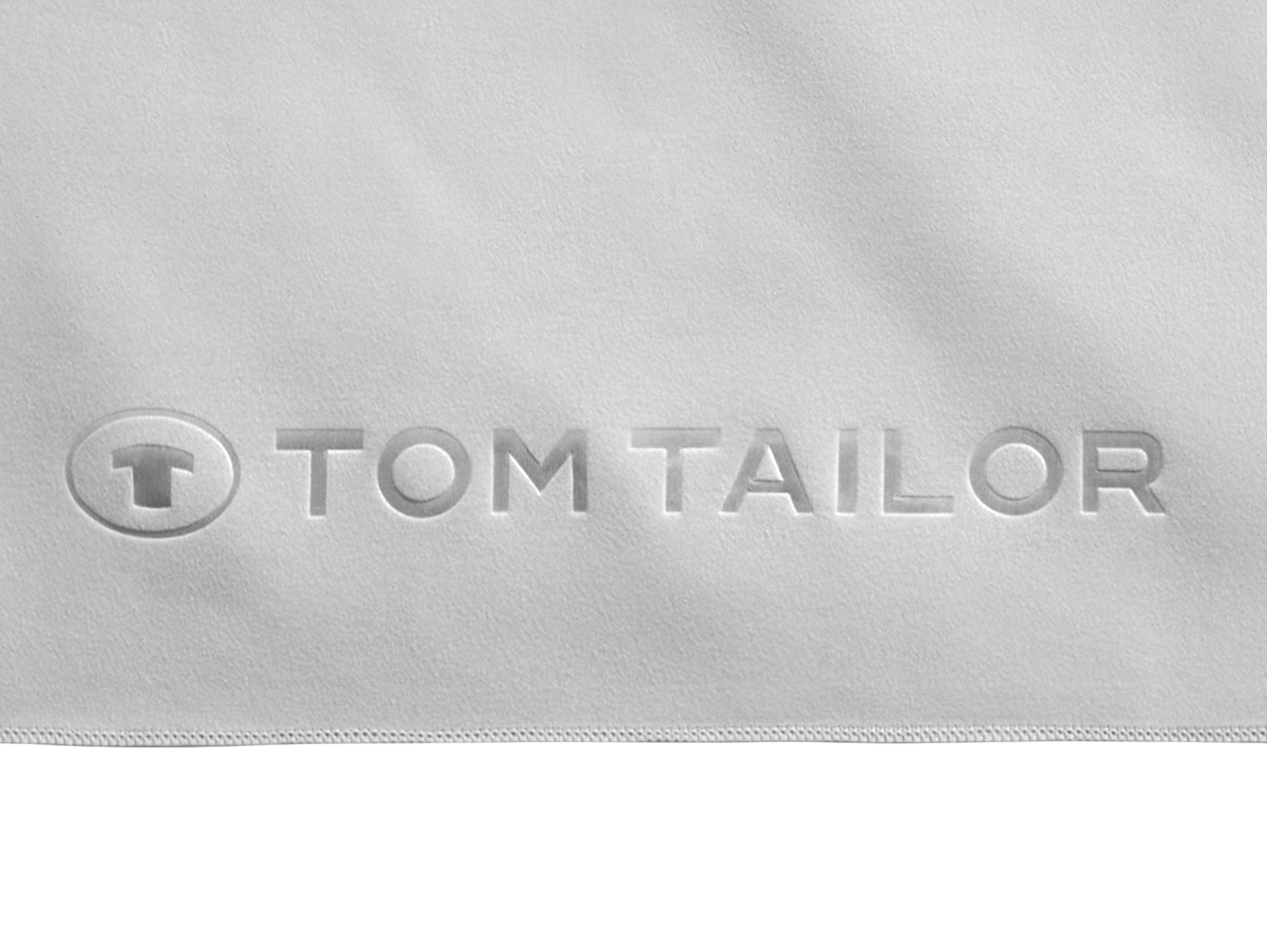 TOM trocknend, Logo TAILOR dünne, HOME gewebte mit feinfädige, (1-St), Qualität, silver Duschtuch uni, Ware weiche schnell Fitness,