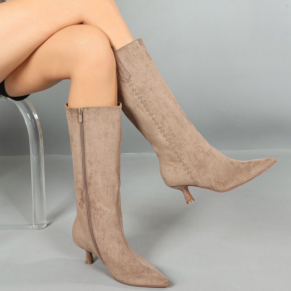 Ital-Design Elegante Damen-Stiefel mit Stiletto und Details Stiefel (90503072) Pfennig-/Stilettoabsatz Stiefel in Hellbraun