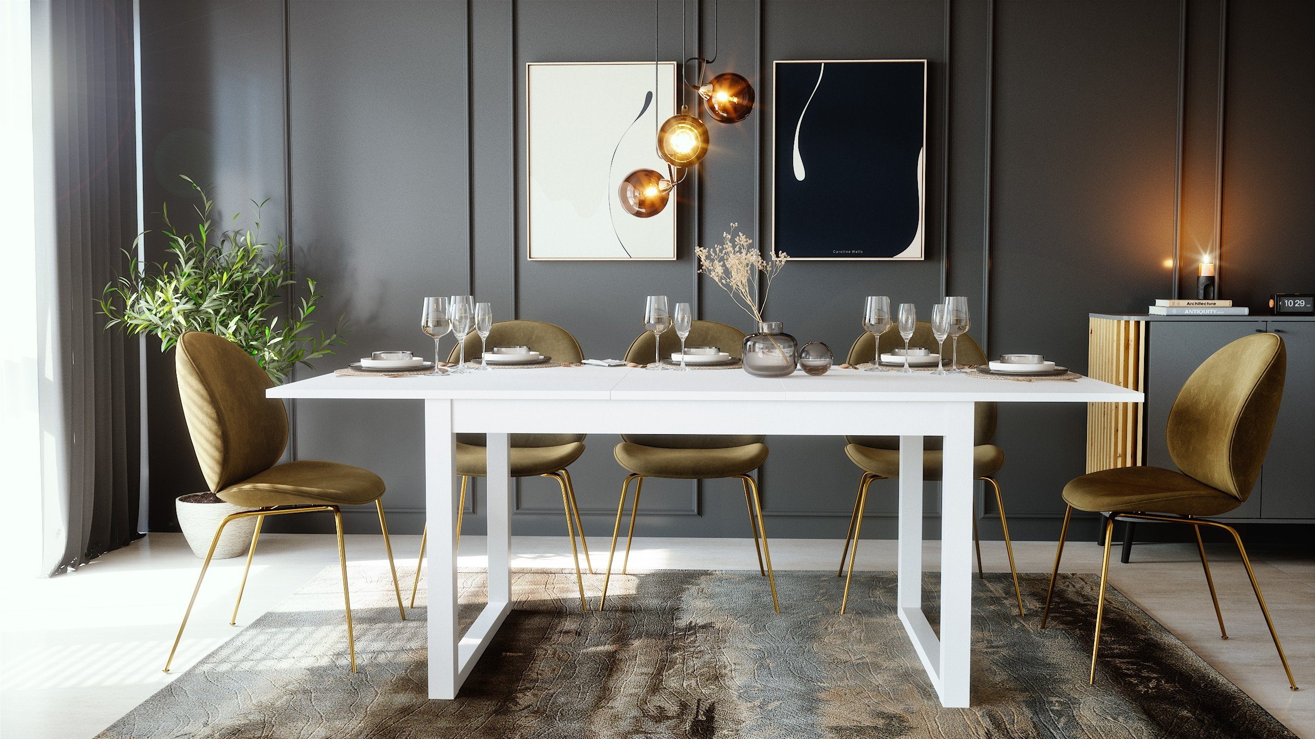 Newroom Esstisch Vincent, ausziehbar 160-200 cm inkl. Tischplatte in Weiß M günstig online kaufen