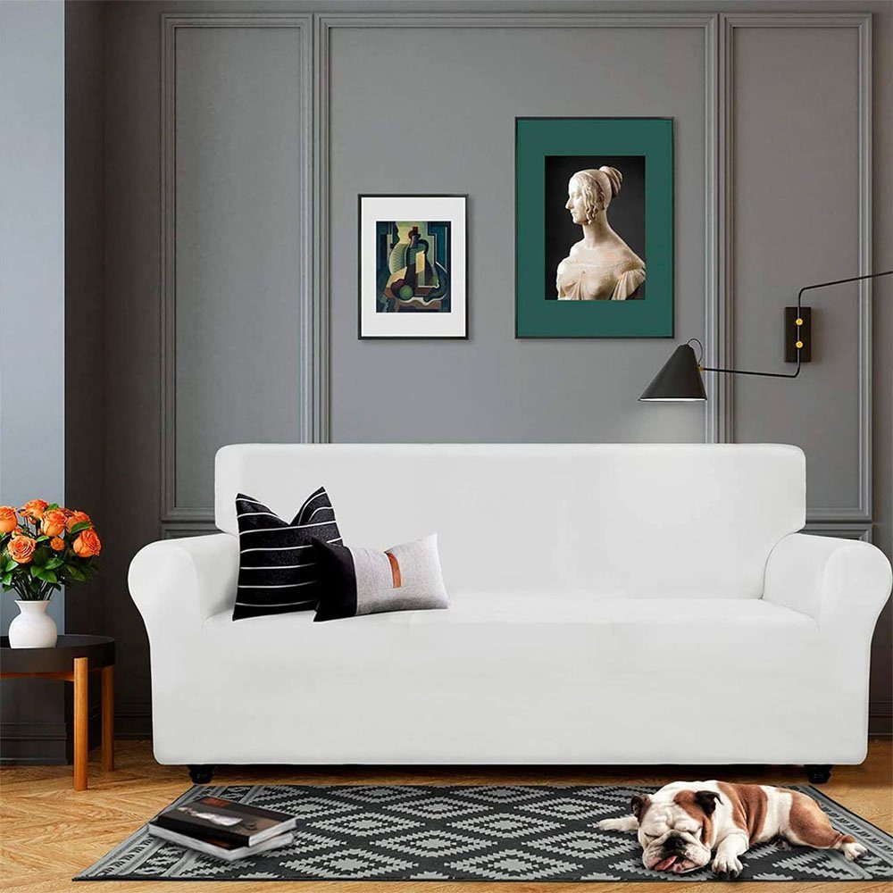 Sofa Abdeckung Weiß Sessel rutschfest, elastisch Sofahusse Triple CTGtree