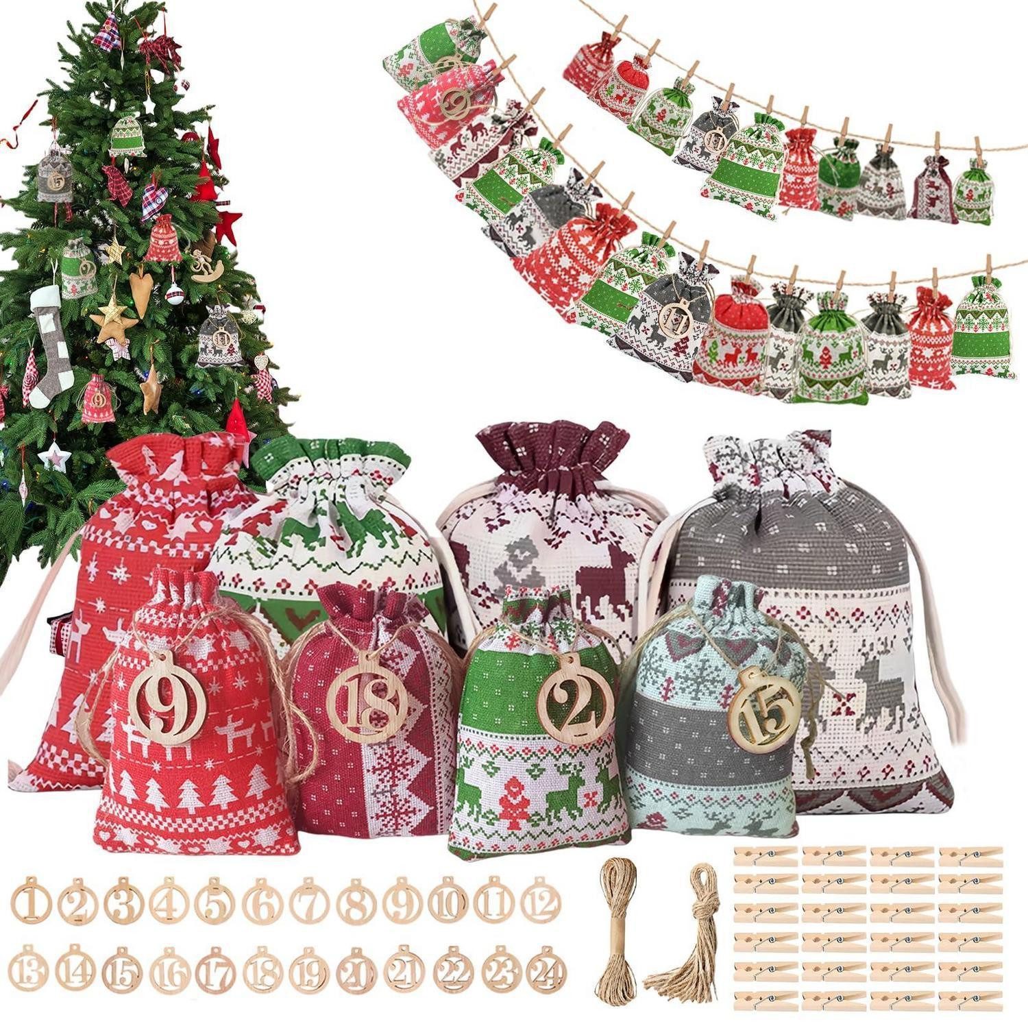 LuxusKollektion befüllbarer Adventskalender Adventskalender zum Befüllen 2026 Stoffbeutel 24tlg.