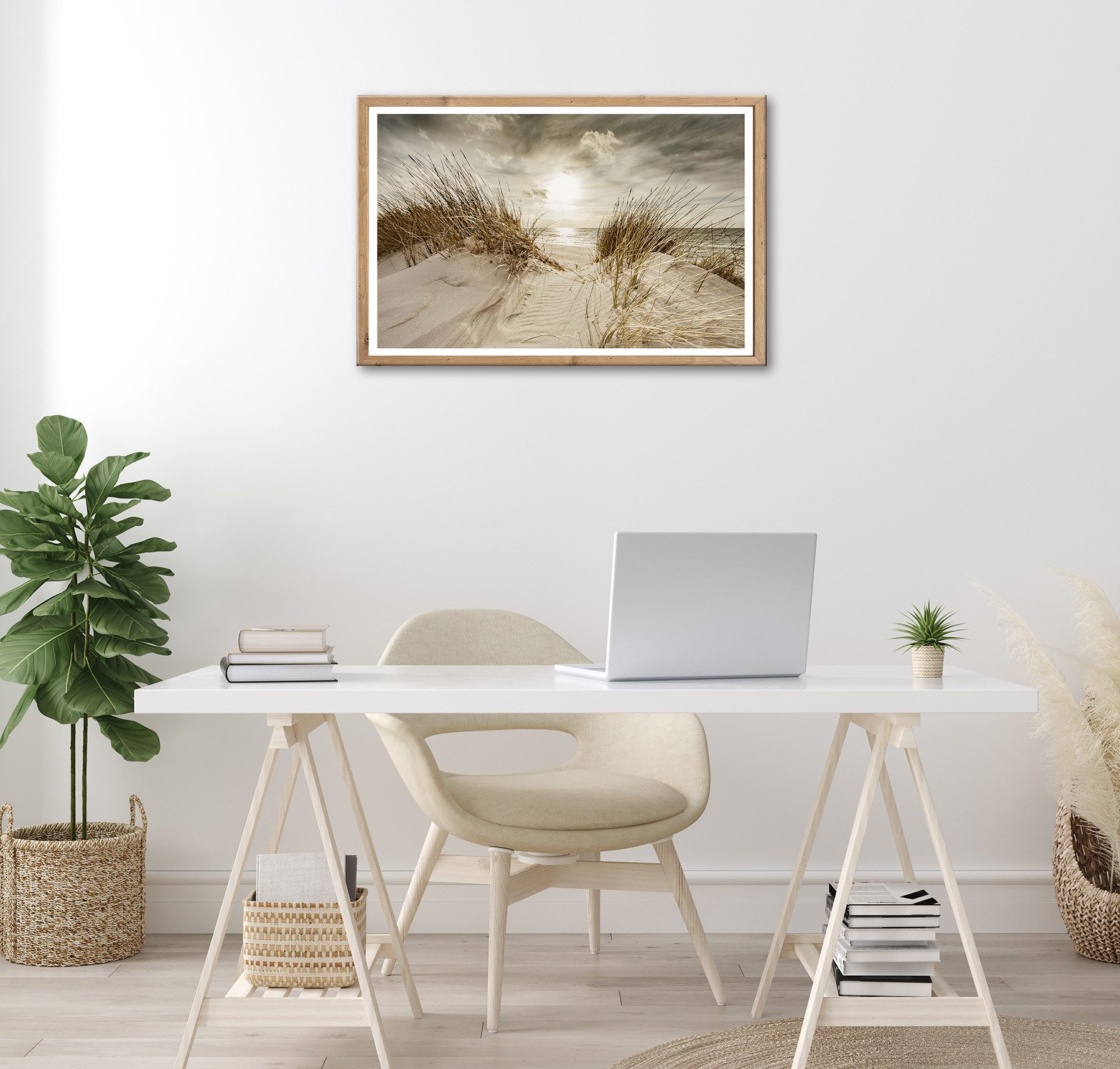 Bönninghoff Bild mit Rahmen Wandbild gerahmt STRANDSONNE 50x70 cm – Maritime Wanddeko Dünen, Düne, Gräser, Küste, Landschaft, Meer, Natur, Sonnenaufgang & -unte – Bild 2 von 5