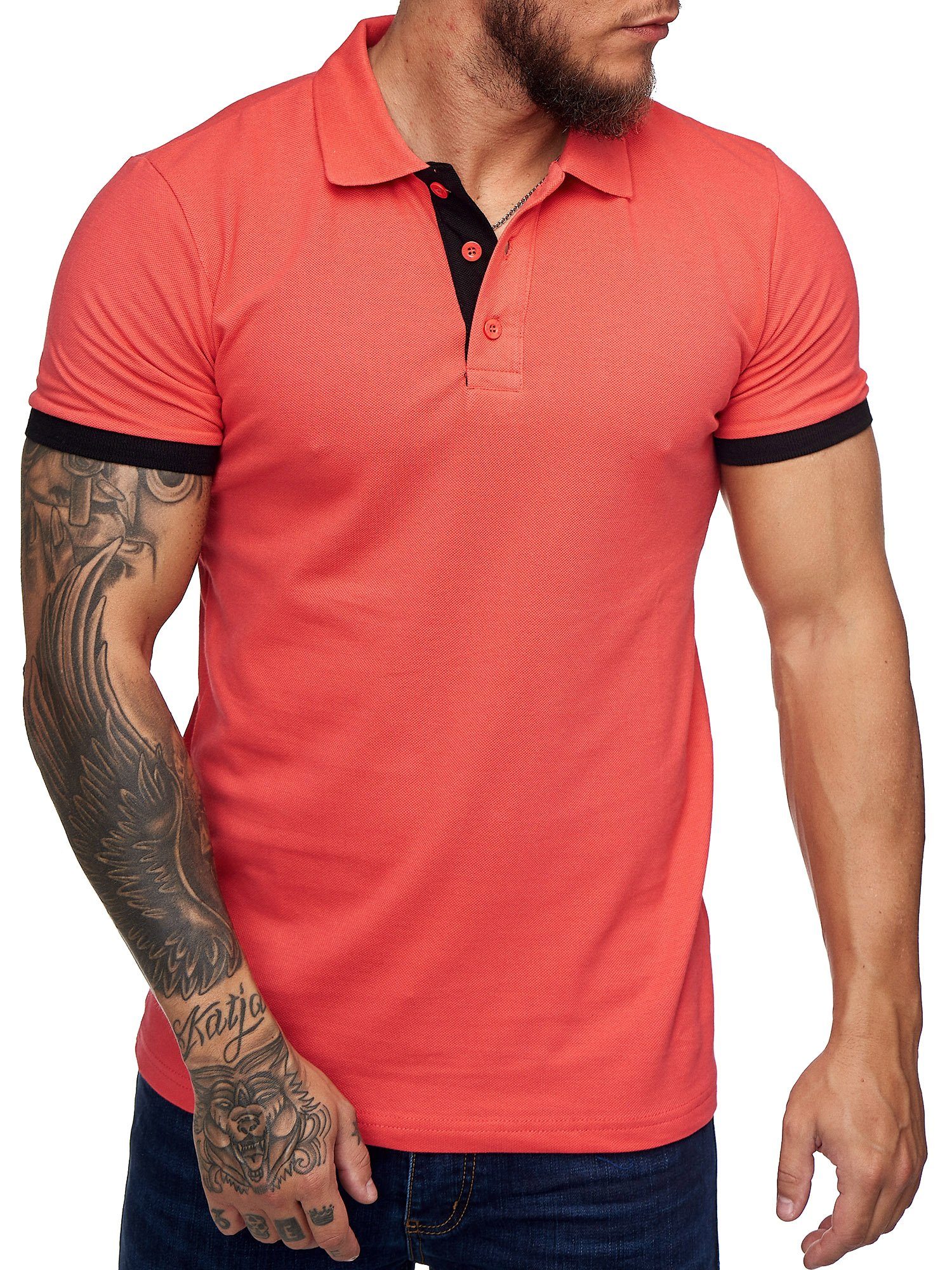 Code47 Basic Poloshirt (1-tlg) Kurzarm Fit Herren T-Shirt Einfarbig Code47 Polohemd Slim Fuchsia