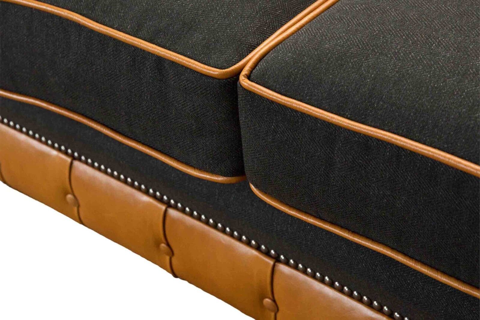 JVmoebel Sofa Chesterfield Ledersofa Textil In Sofa Couch Polster Made 2 Europe Sofas, Sitzer