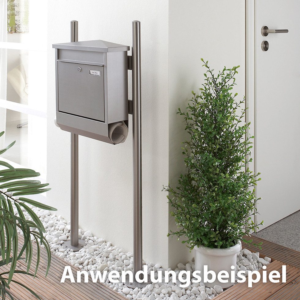MeLiTec Briefkasten Edelstahl-Briefkastenständer PBS3