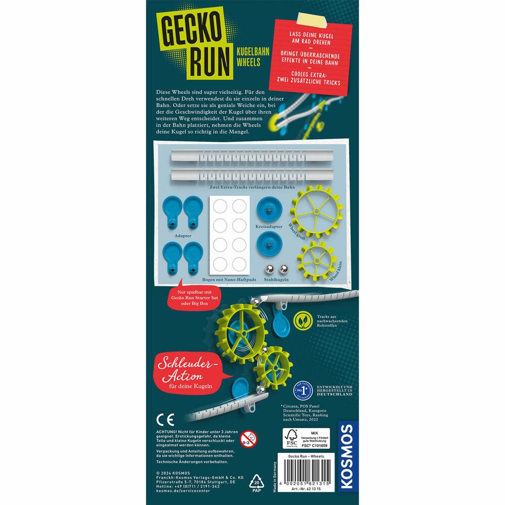 Kosmos Kugelbahn-Bausatz Gecko Run Wheels-Erweiterung