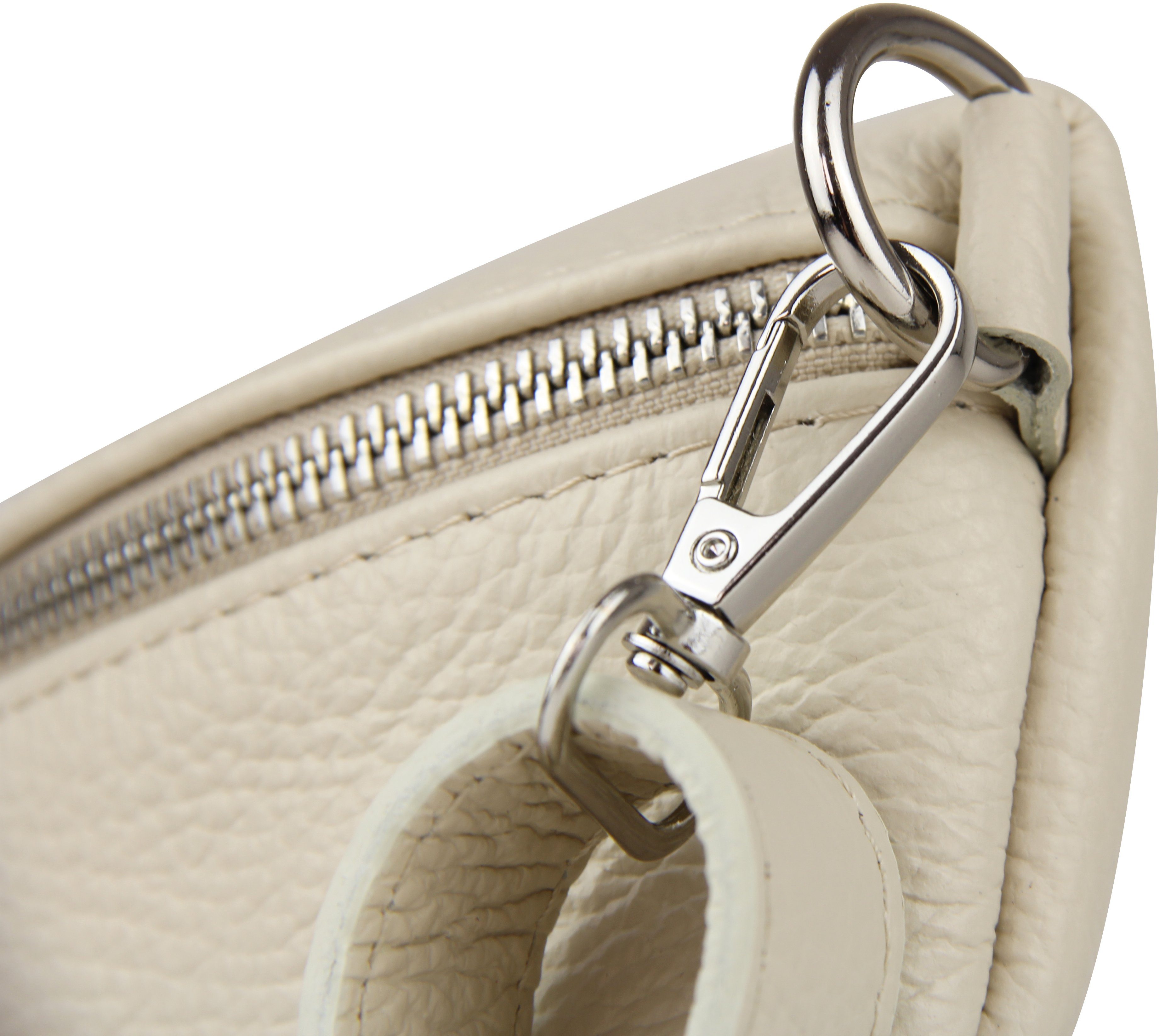 Frentree Umhängetasche Damen aus Echtleder, Made in Italy, Crossbody Schulter/Bauchtasche, mit silbernem Reißverschluss, verstellbarer Schulterriemen, Größe Max – Bild 4 von 5