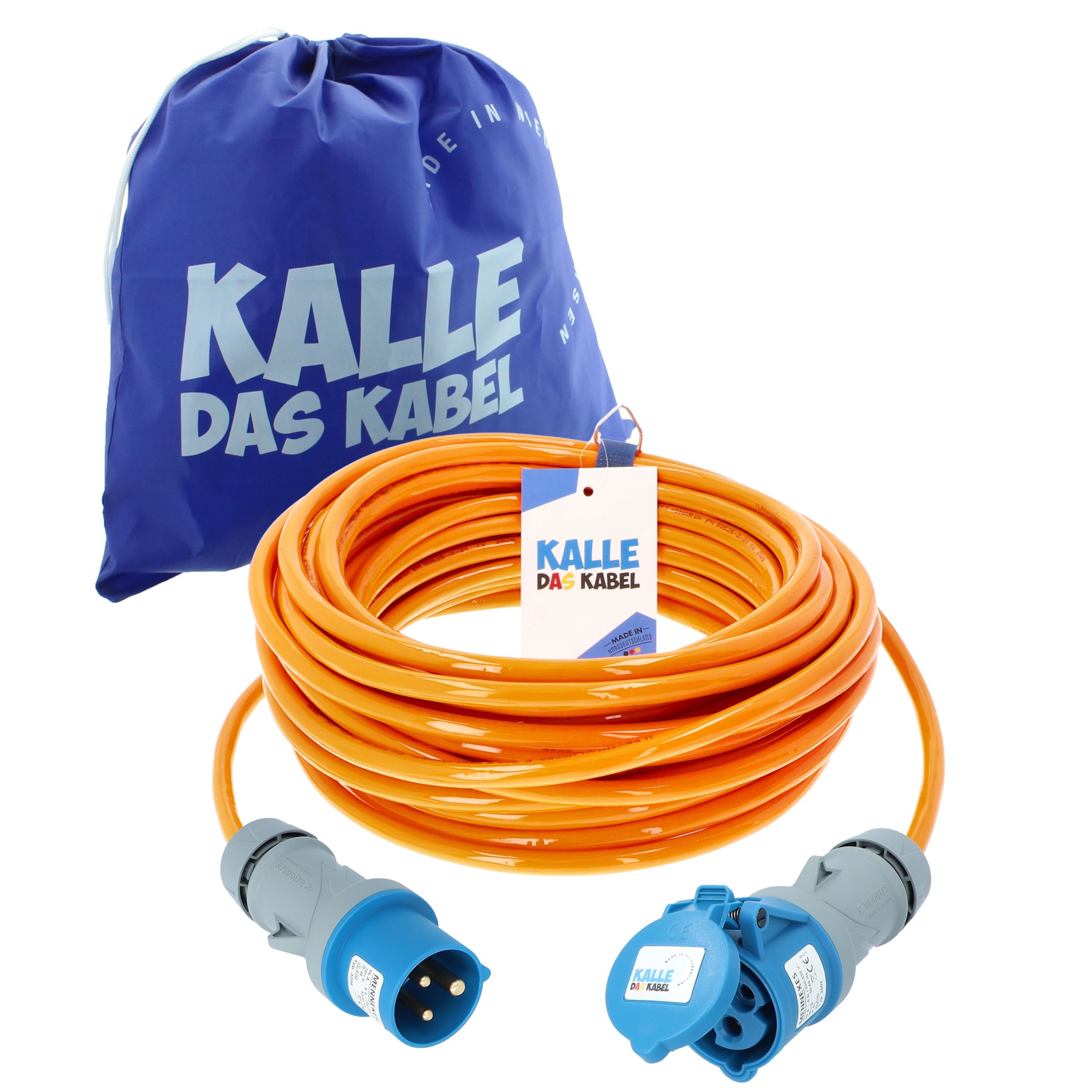 KALLE DAS KABEL Kalle Verlängerungskabel CEE 230V 16A 2,5 Signal Orange IP44 25m Verlängerungskabel, CEE 230V, 16A, CEE 230V, 16A (2500 cm)