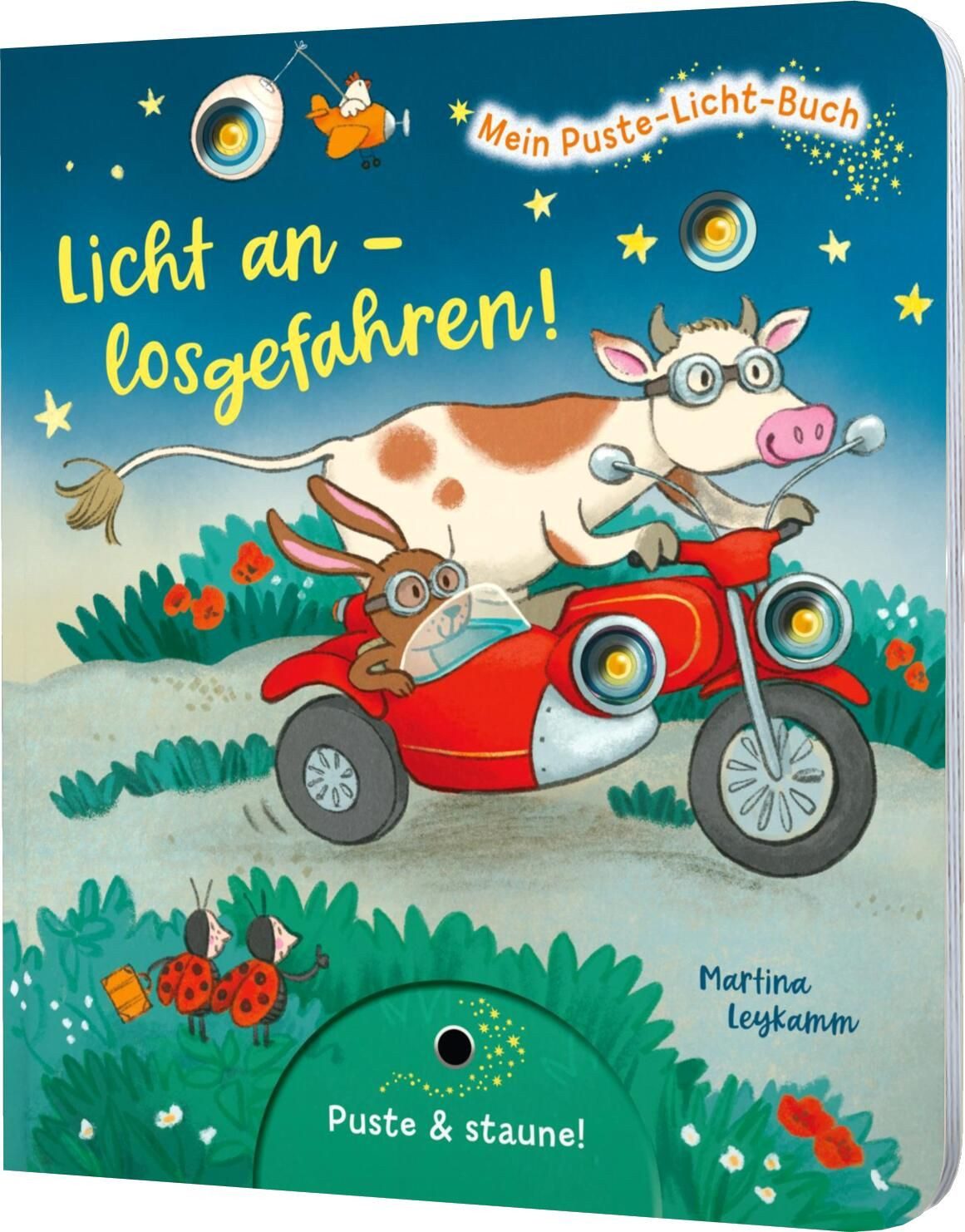 Mein Puste-Licht-Buch: Licht an – losgefahren! / Sylvia Tress, Fahrzeuge-Pappebuch mit Puste-Licht und LED-Lämpchen, für Kinder ab 18 Monaten
