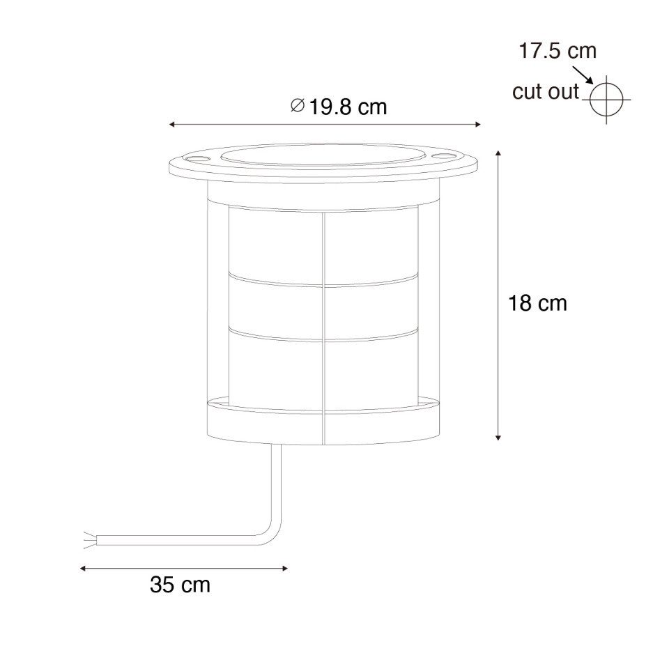 Qazqa LED Einbaustrahler 107628, ohne Leuchtmittel, Kaltweiß, QAZQA Außen Einbau­leuchte, gu10, Schwarz, Edelstahl, Modern