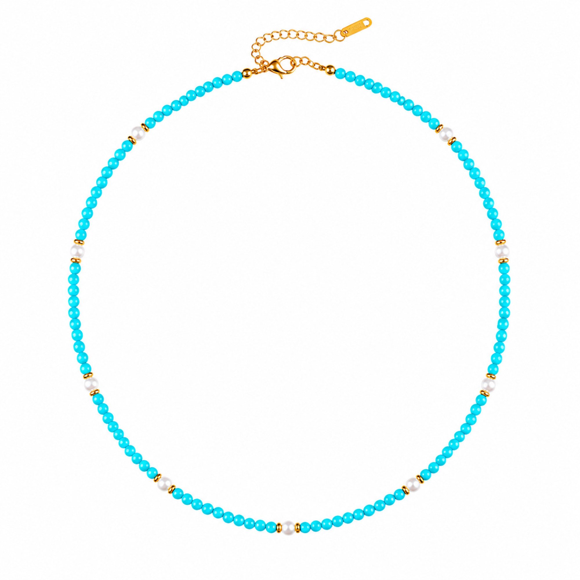 S&T Design Perlenkette Turquoise Pearl (1-tlg., 1-teilig), handgefertigt, größenverstellbar, mit Verlängerungskette