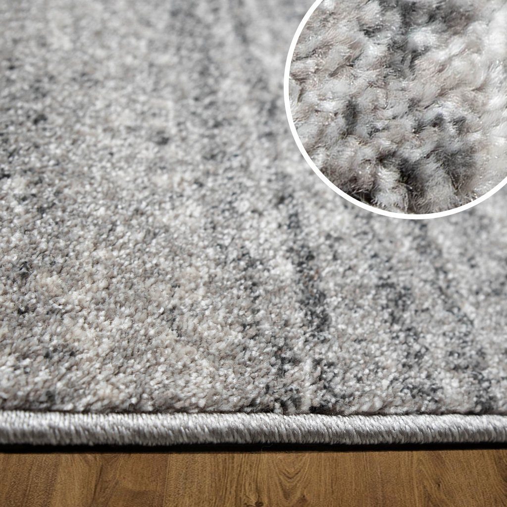 oKu-Tex Bettumrandung Bettumrandung Set 3-teilig, meliert grau, weicher Flor, pflegeleicht, (3er Set, Besteht aus einem langen und zwei kürzeren Teppichläufern), Teppich Schlafzimmer, Läufer, Läuferset, weicher Kurzflor