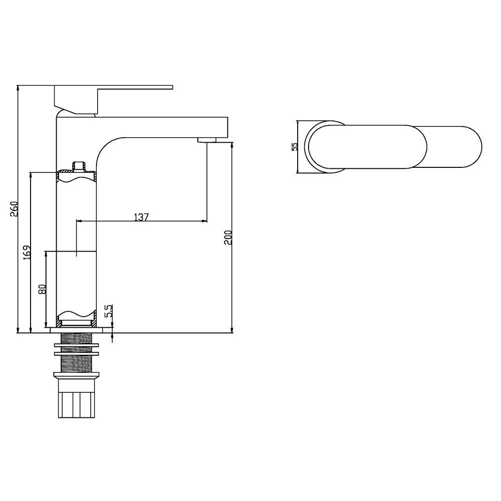 hoher Waschtischarmatur Aloni 1-St., Einzel) (einzel, Design Lux Chrom Aloni Waschtischmischer ZS40503A