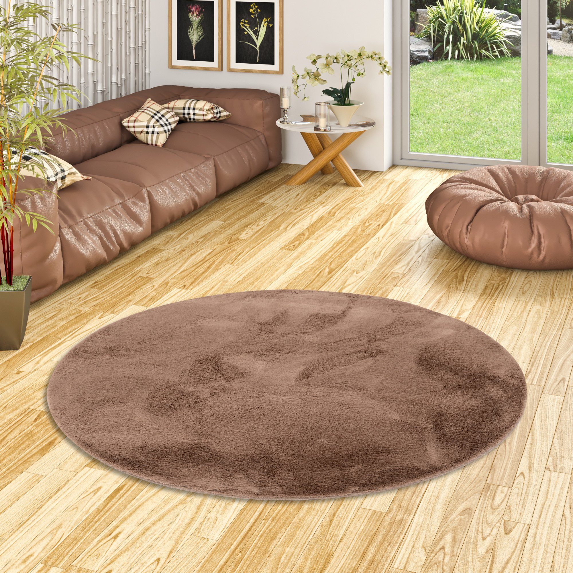 Pergamon Fellteppich Fellteppich Luxus Super Soft Plush Rund, Rund, Höhe: 25 mm
