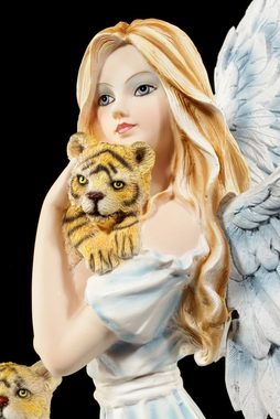 Figuren Shop GmbH Dekofigur Engel Figur - Nariel mit Tigerbabys - Fantasy Tier Deko