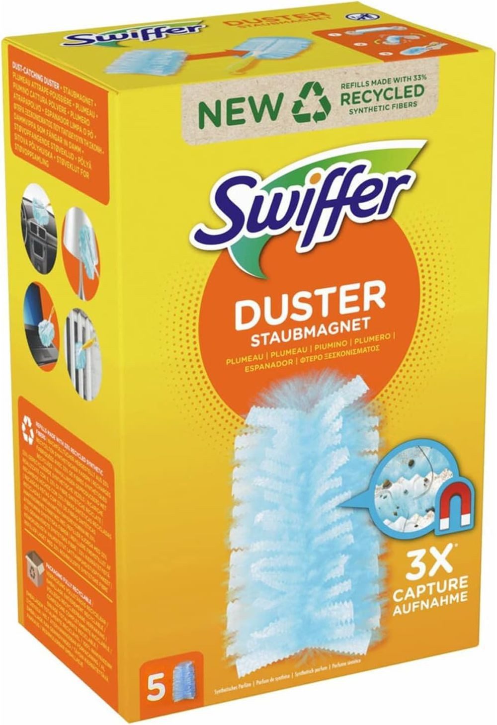 Swiffer Staubwischer 1x Swiffer Staubmagnet Tücher Nachfüllpackung, 5 Stück (1-St)
