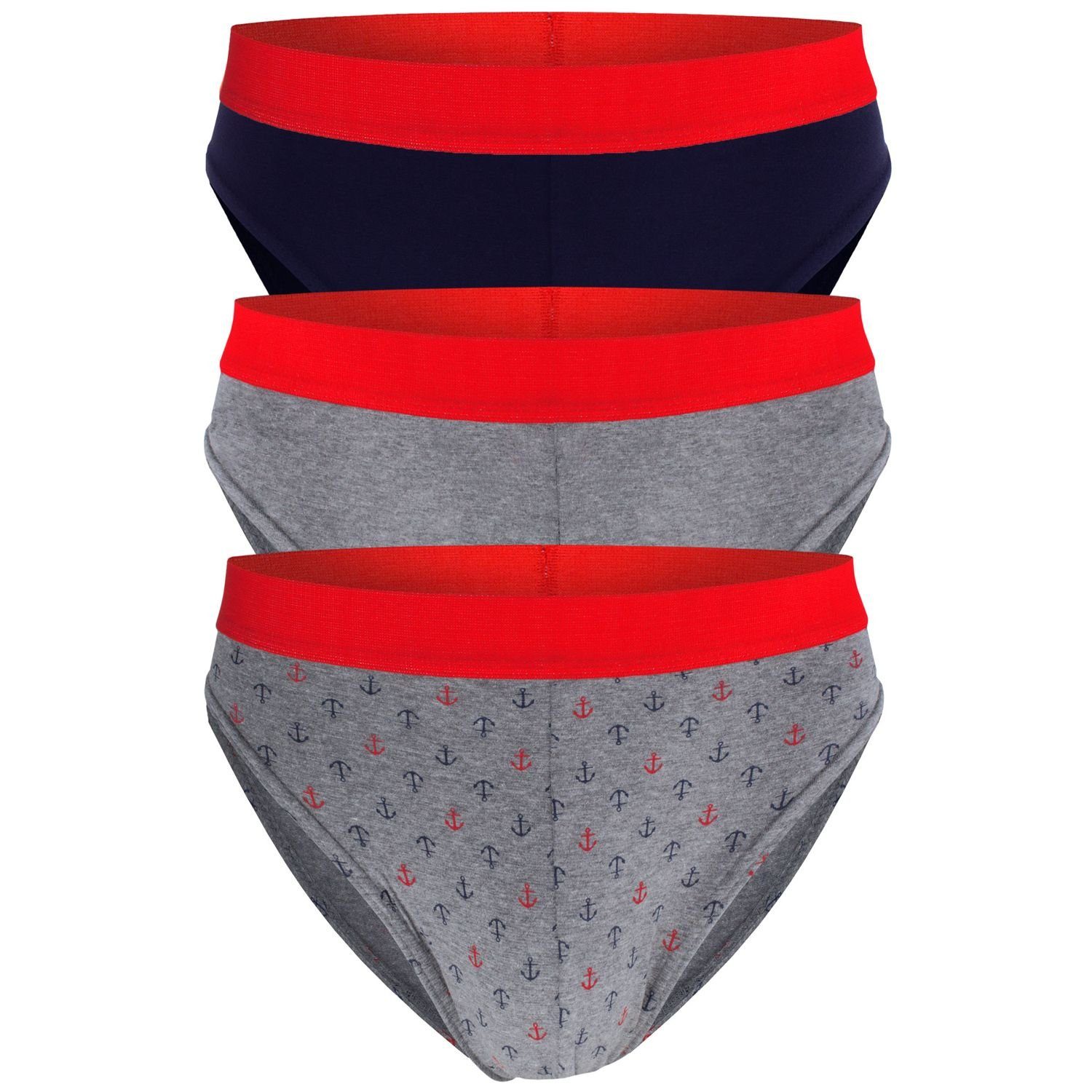 frank fields Slip Graniti (3-St) mit maritimen Anker Motiv, ohne Eingriff, im 3er Pack