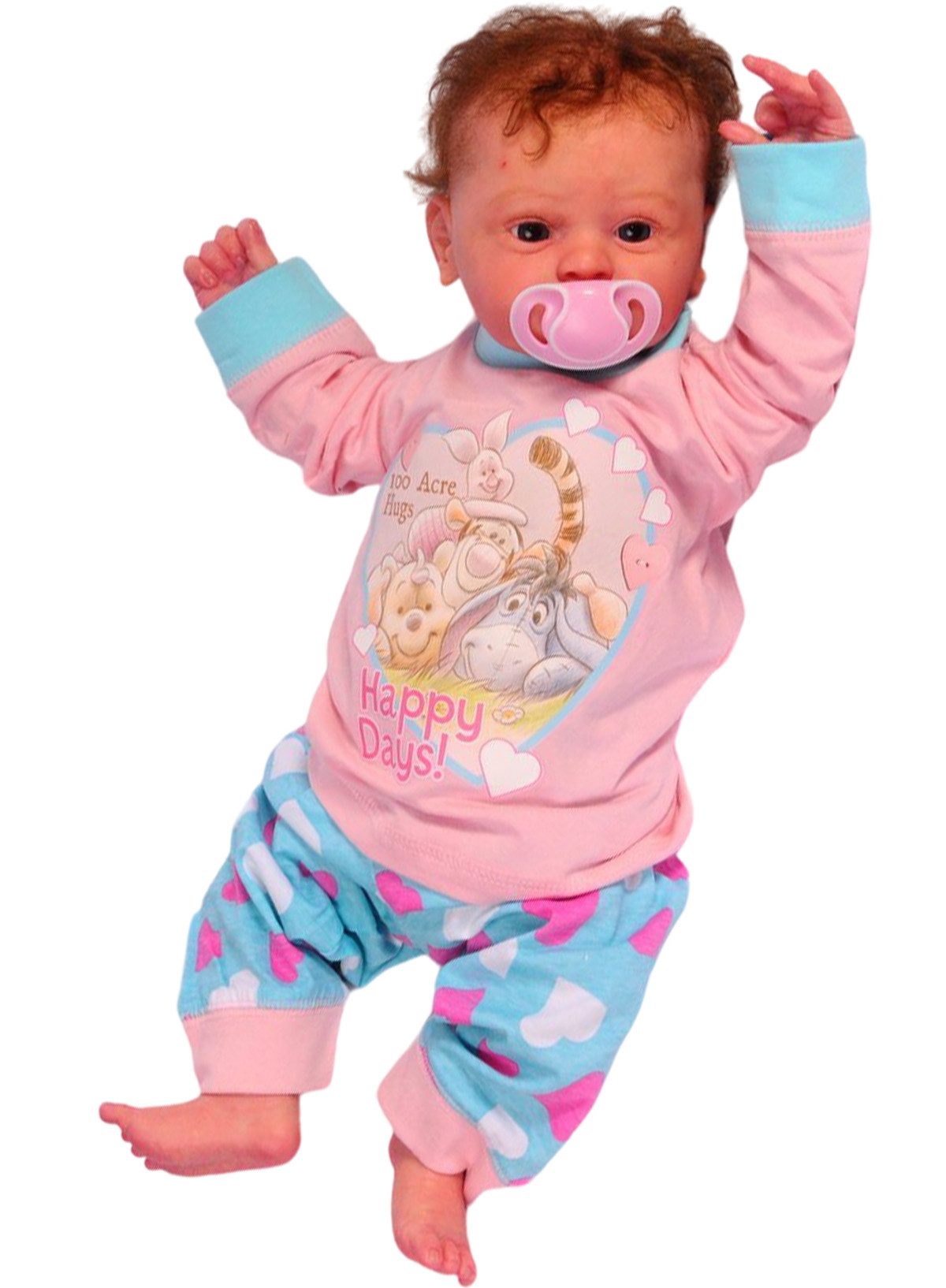 Pyjama Schlafanzug Hose Langarmshirt für Babys und Kinder in Rosa Türkis aus Baumwolle, 62 68 74 80 86 92 98 104