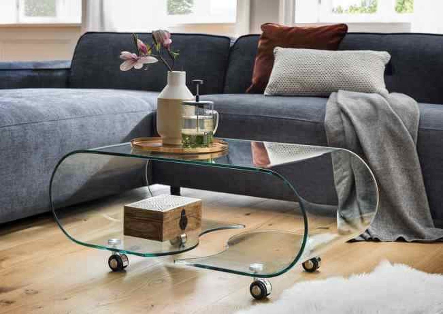 freiraum Couchtisch 7/123, in Klarglas, Glas - 90x38x50cm (BxHxT)