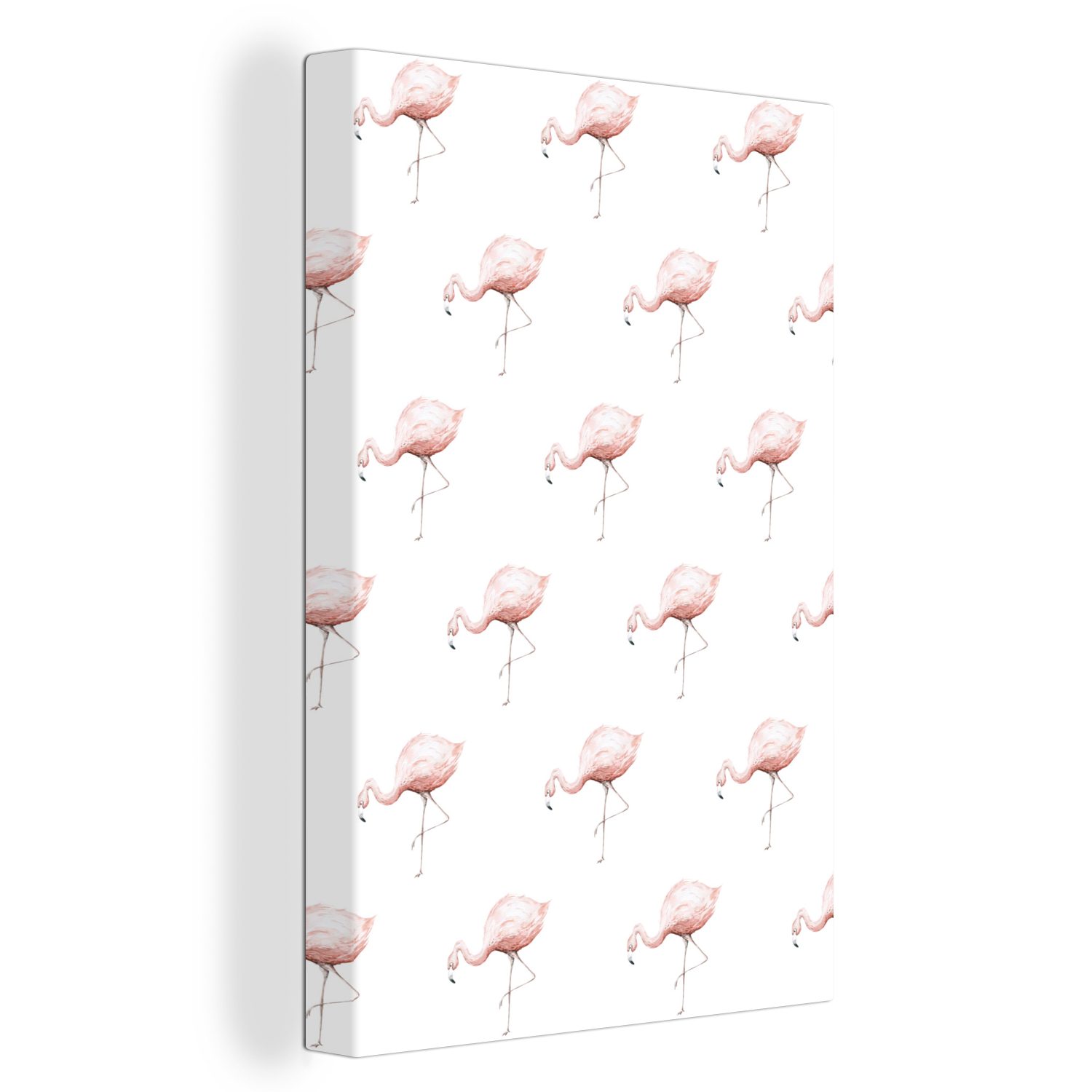 OneMillionCanvasses® Leinwandbild Flamingo - Pastell - Muster, (1 St), Leinwandbild fertig bespannt inkl. Zackenaufhänger, Gemälde, 20x30 cm