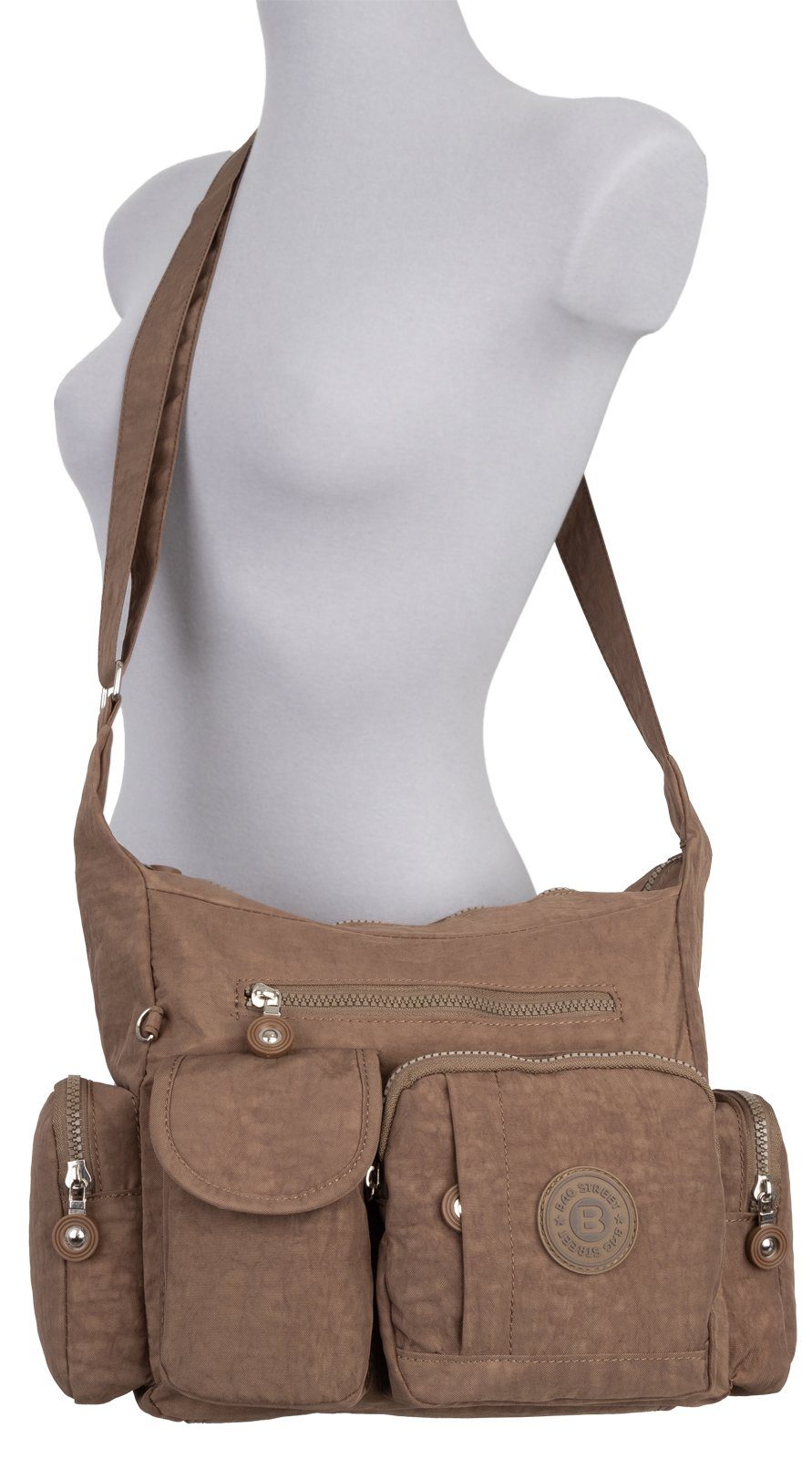 BAG STREET Umhängetasche Damentasche Umhängetasche Handtasche Schultertasche Schwarz Braun, als Schultertasche, Umhängetasche tragbar