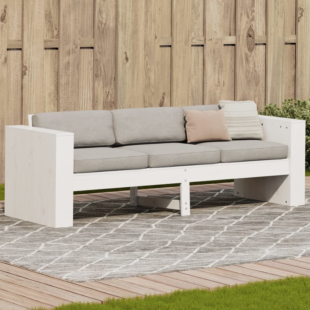 vidaXL Loungesofa Gartensofa 3-Sitzer Weiß 189x60x62 cm Massivholz Kiefer