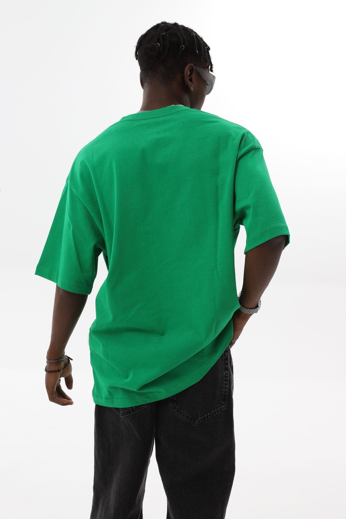 OSSY HOMER T-Shirt Basic Oversized T-Shirt mit Rundhals-Ausschnitt (1-tlg) aus Baumwolle, mit Rundhalsausschnitt