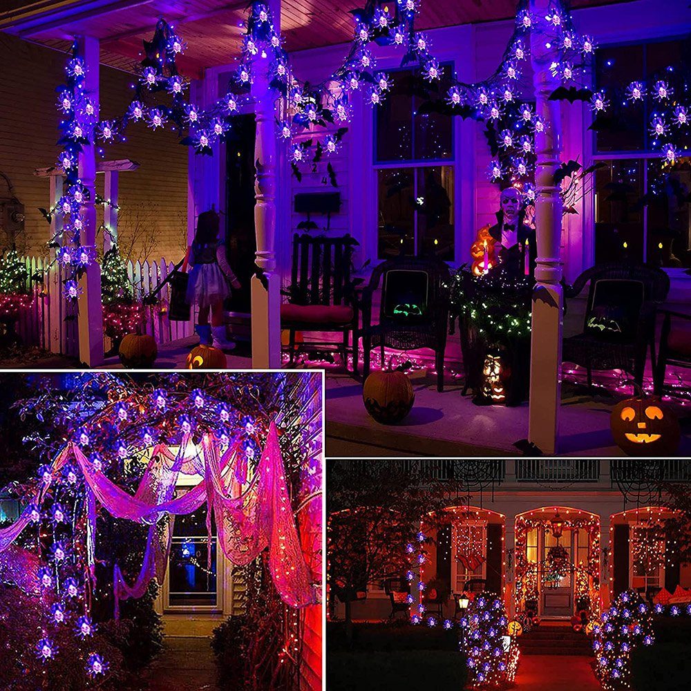Rosnek LED-Lichterkette Halloween-Thema, Geist/Fledermaus/Spinne, batteriebetrieben, für Halloween Holiday Party Dekoration