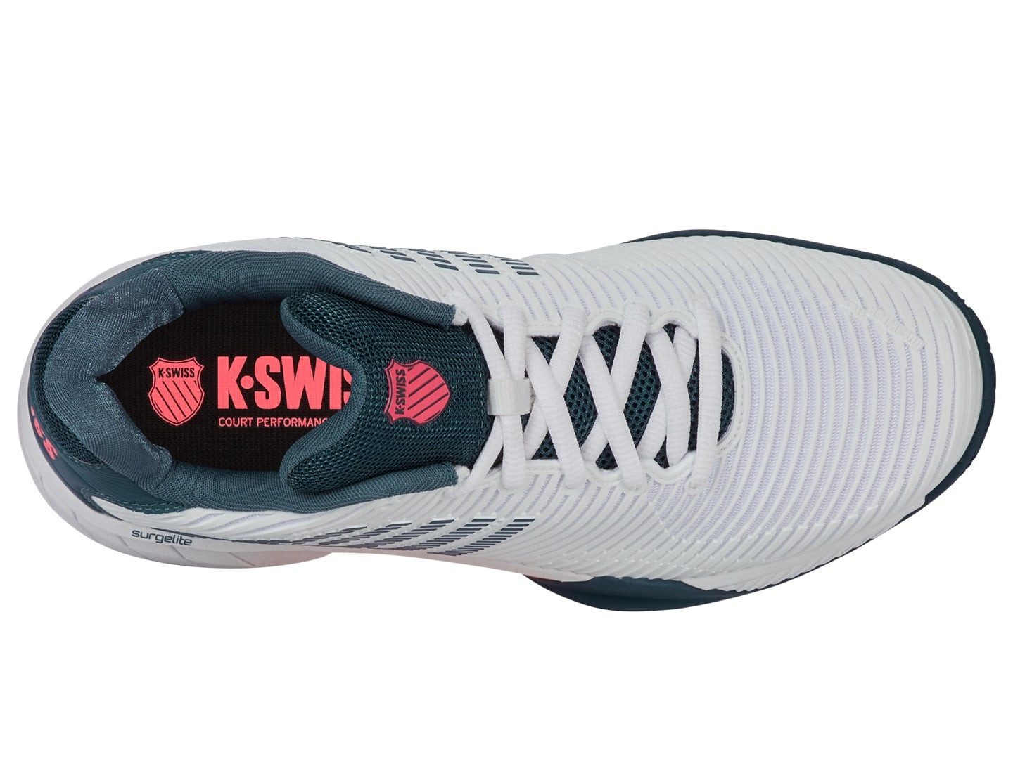 K-Swiss Performance Hypercourt Express 2 Clay/Sandplatz 2025 weiss/blaugrün/neonorange Tennisschuh