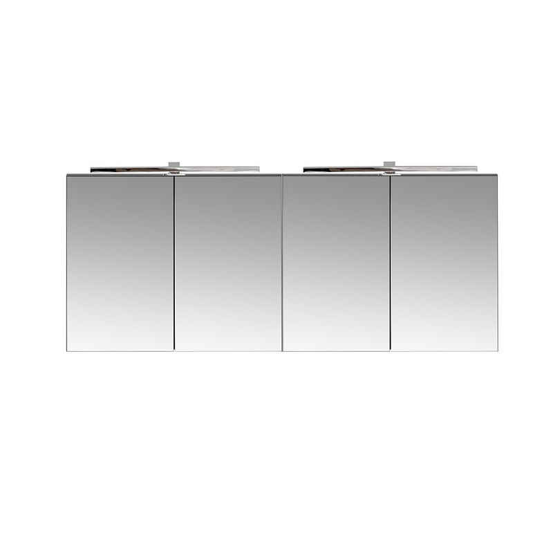 Lomadox Spiegelschrank PUEBLA-56-BLACK 160cm, LED-Beleuchtung, matt schwarz