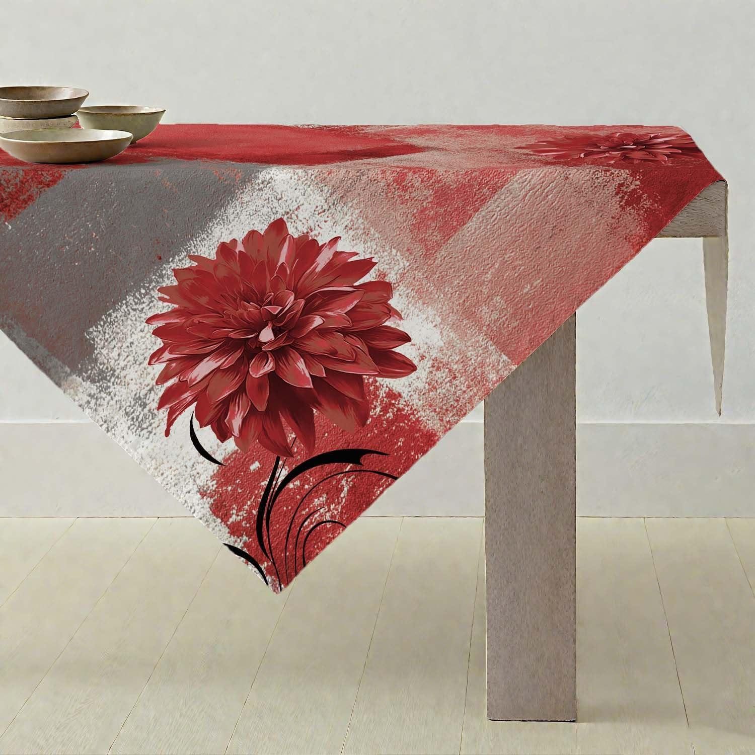 LuxusKollektion Mitteldecke Tischdecke Rot/Grau Quadratisch 100x100cm (1-tlg)