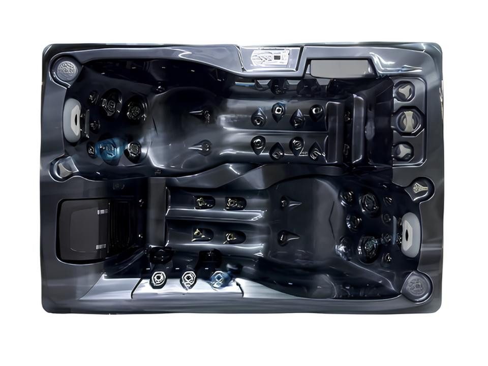 JVmoebel Whirlpool-Badewanne Schwarze Acryl Massagebadewanne mit Massagedüsen, Made in Europe