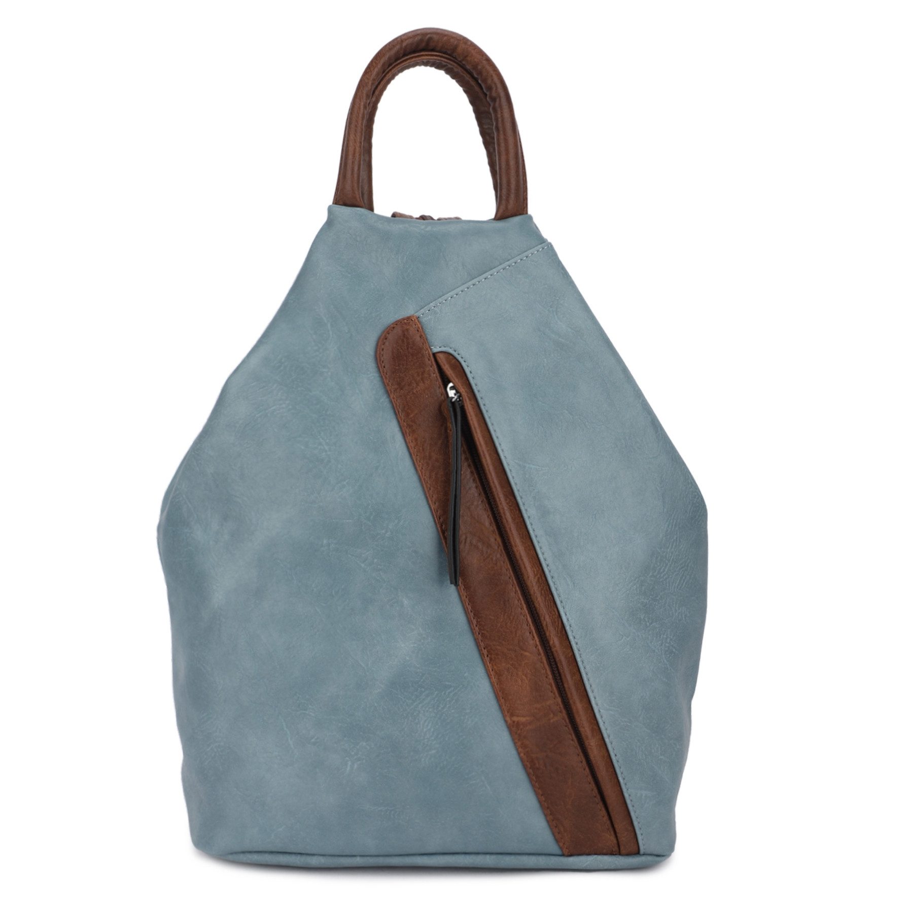 MIRROSI Tagesrucksack Damen Rucksack Kunstleder 25x13x35 cm – Cityrucksack (ca. 25 x 13 x 35 cm), mit Reißverschluss, Henkel, Schulterriemen & Frontfach