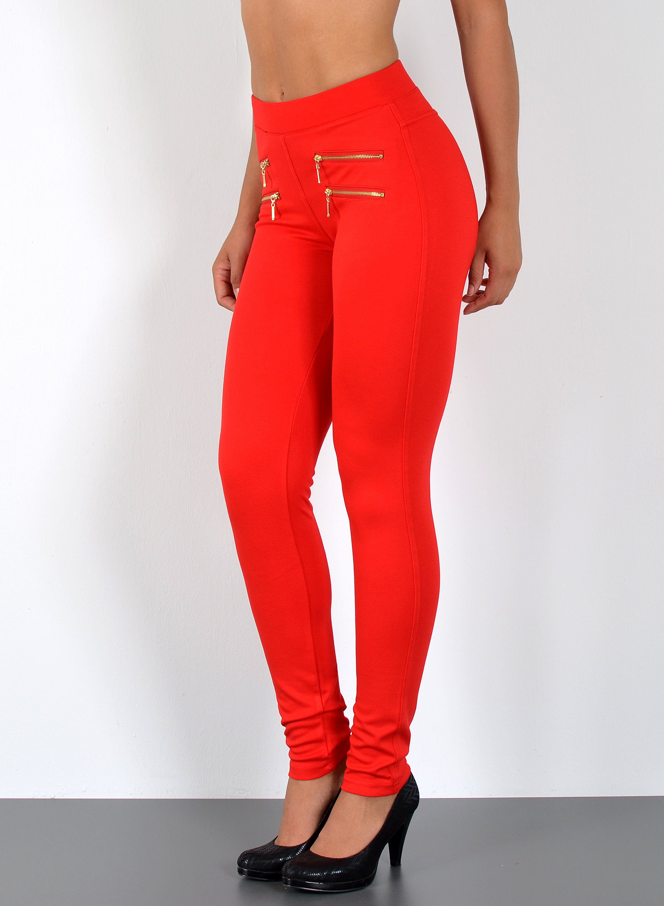 ESRA Stretch-Hose Sehr enge Damen Treggings Hose Gummi-Bund Stretch Hose J1 günstig online kaufen