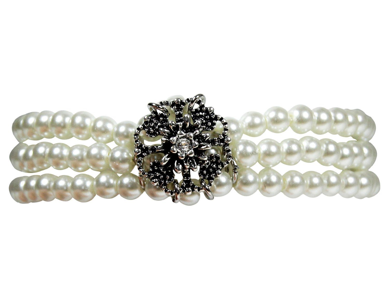 Perlenarmband Perlenarmband 'Nyala' 3-reihig mit Kristall von Sw