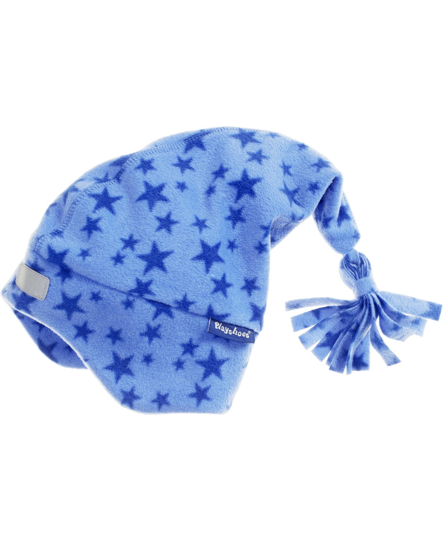 Sterne Playshoes Fleece-Zipfelmütze Blau Schlupfmütze