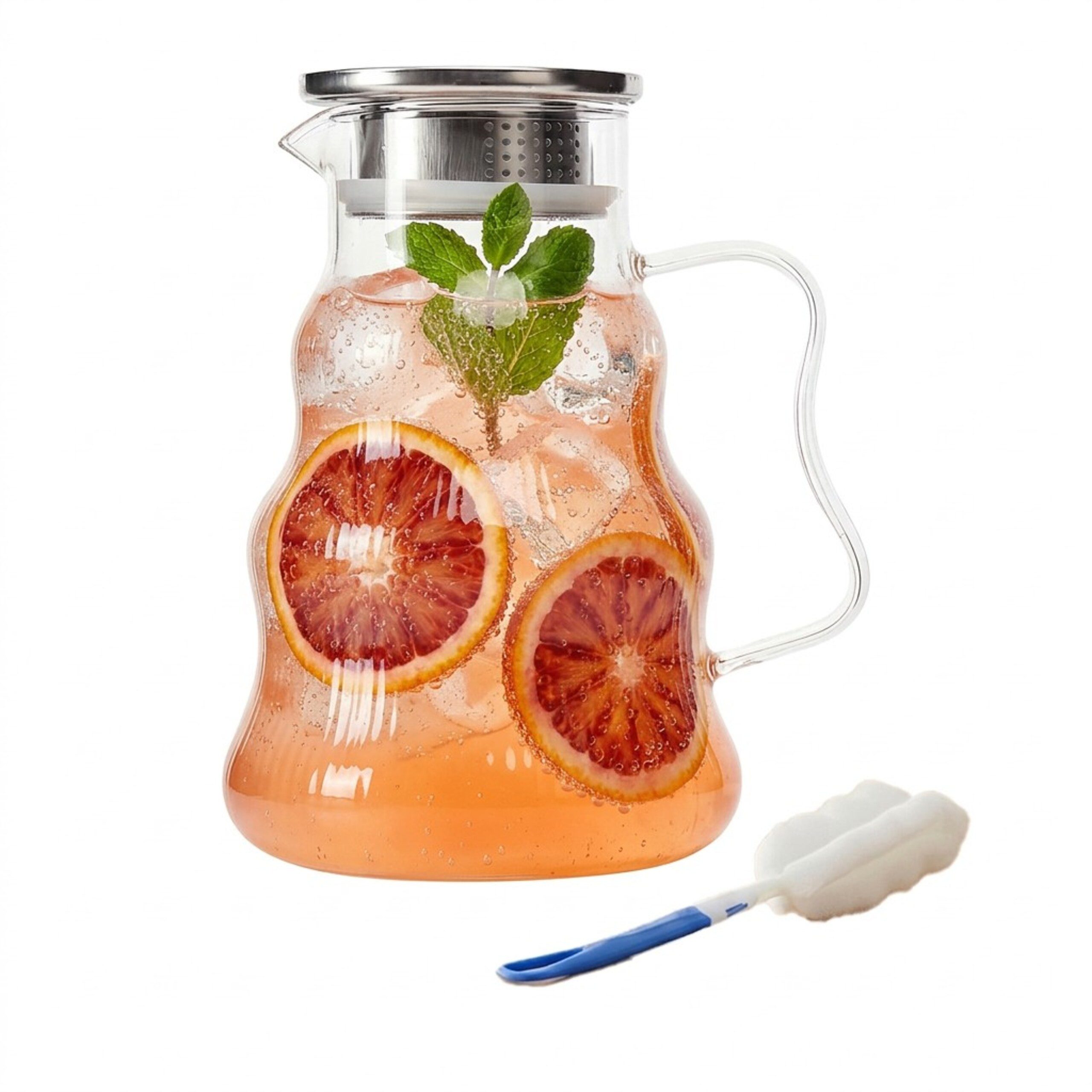 relaxdays Wasserkaraffe Glaskaraffe mit Deckel & Henkel, (3-tlg)