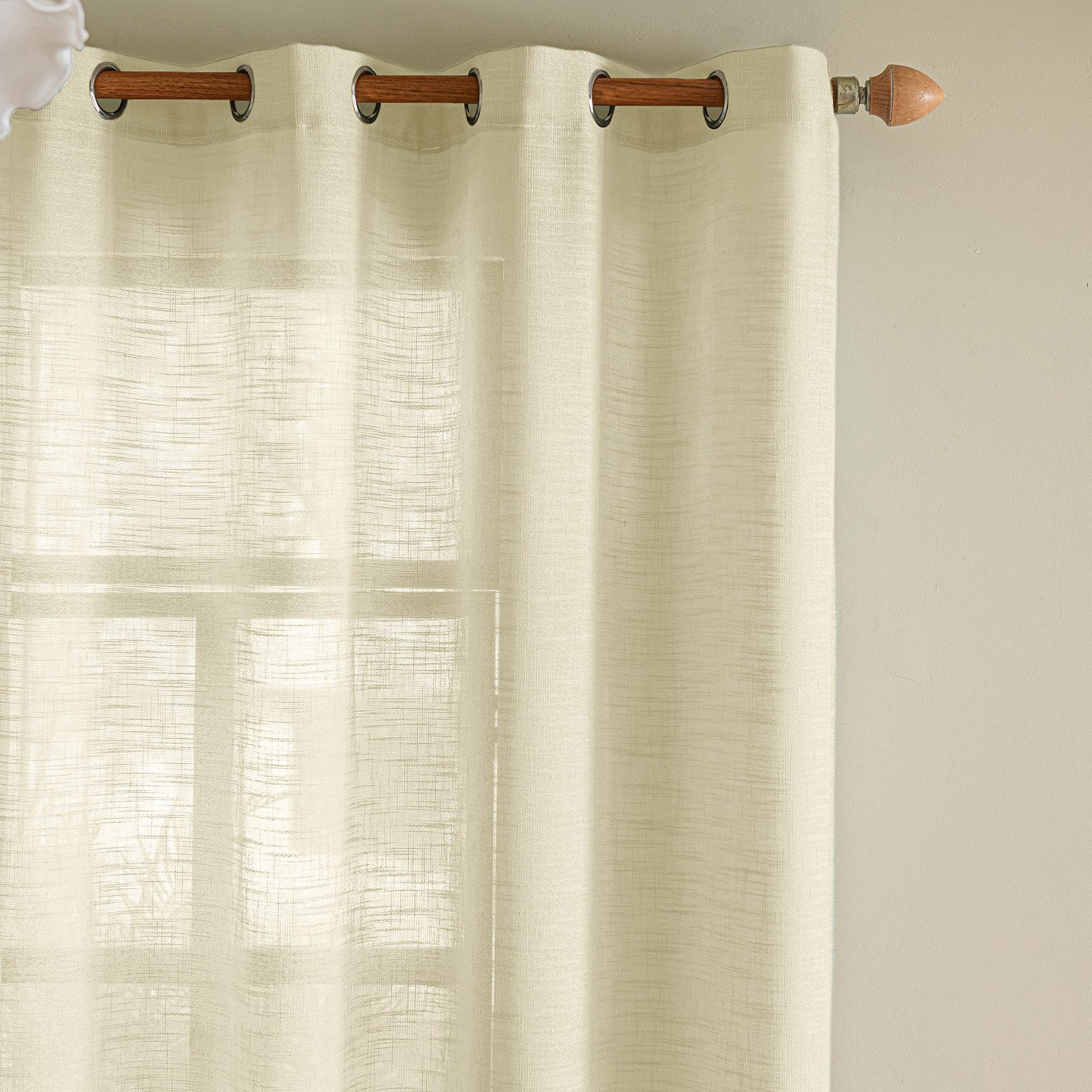 Sunicol Gardine 2er Set Voile Vorhänge Sheer mit Ösen Transparente Leinenvorhang, Leinen Optik Wohnzimmer Lichtdurchlässig Dekoschal Schlafzimmer – Bild 2 von 5