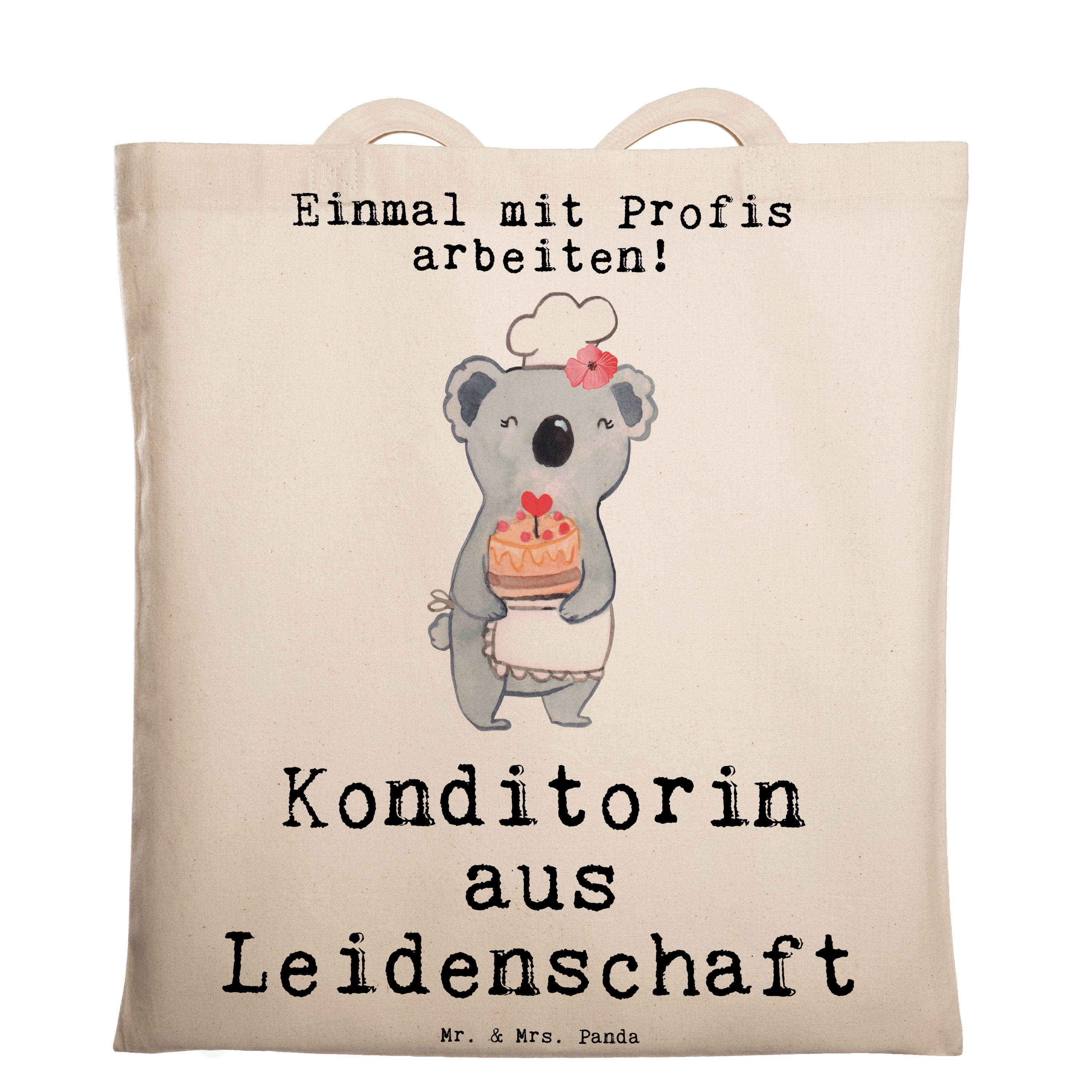 Mr. & Mrs. Panda Tragetasche Konditorin - (1-tlg) aus Einkaufstasche, Transparent - Leidenschaft Geschenk