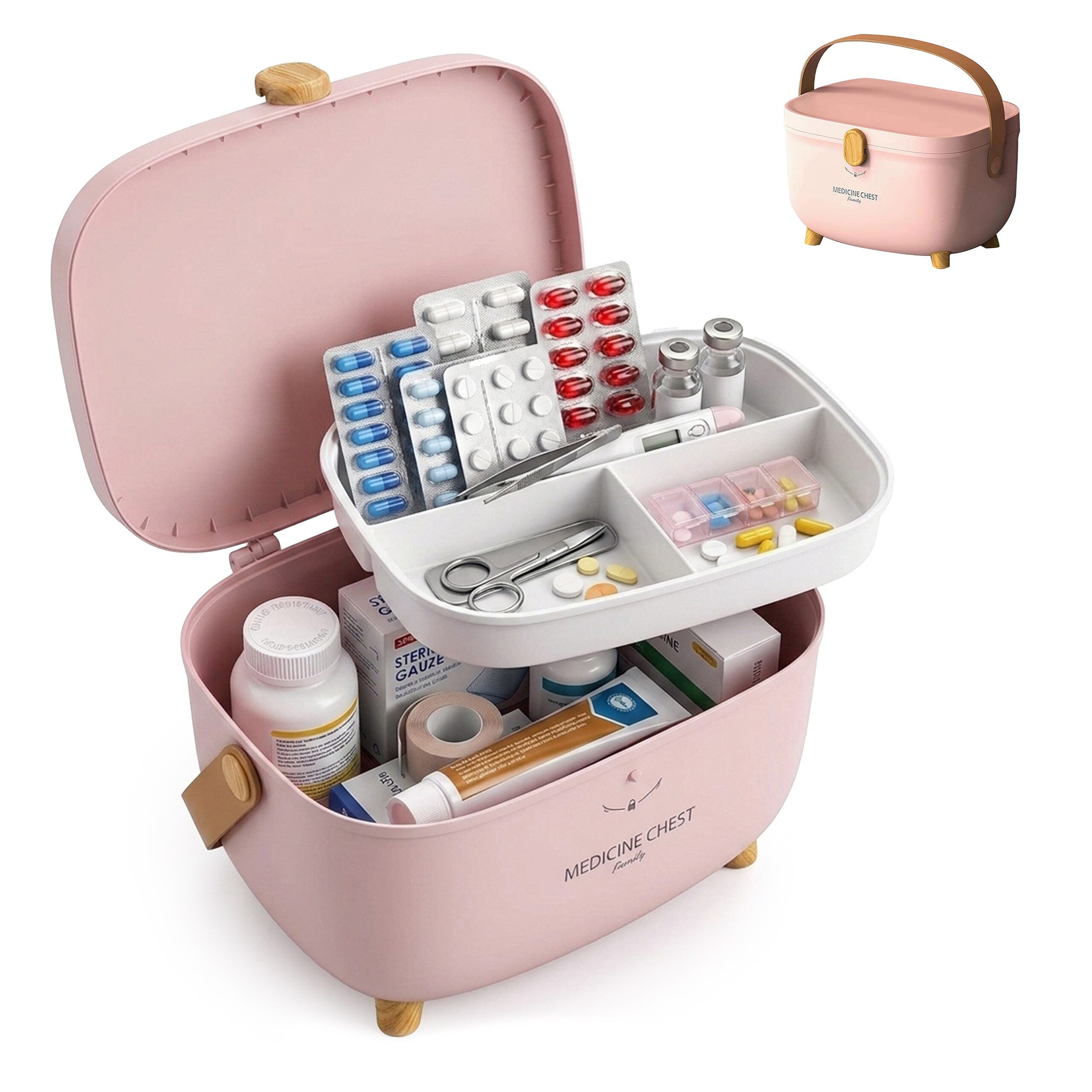 relaxdays Erste-Hilfe-Koffer Medizinbox aus Kunststoff, (1 St), Rosa